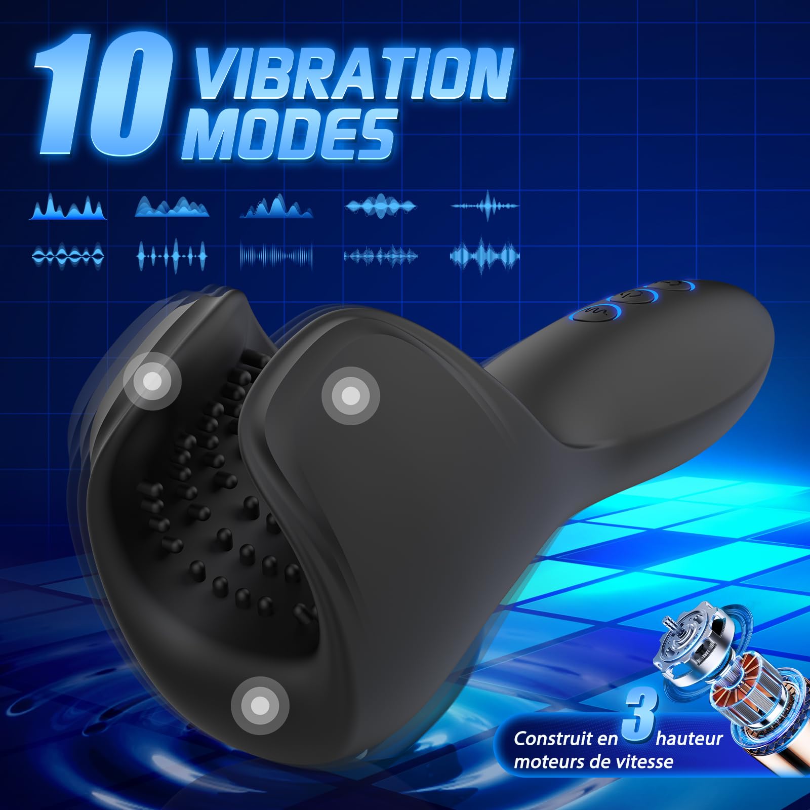 Men's Vibrating Masturbator - Hands-Free Male Sex Toy with 10 Vibration & Suction Modes for Couples & Solo Play - Perfect for Intimate Moments & Relaxation