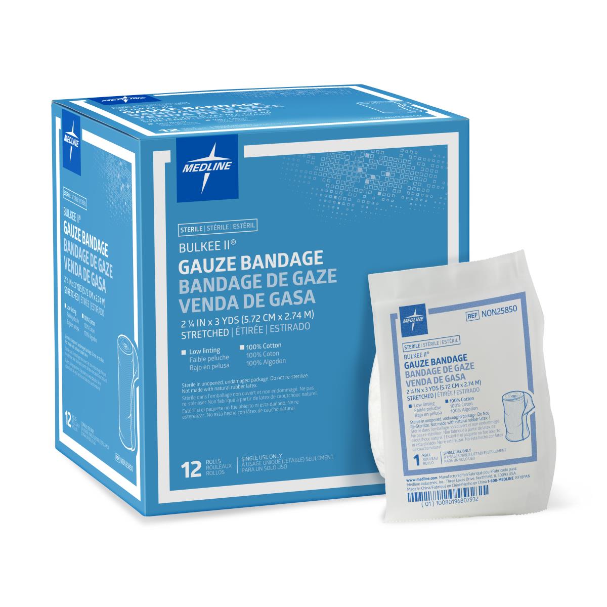Bulkee II Sterile Cotton Gauze Bandages - 2x2, 4x4 Inch Medical Wound Dressings | First Aid Supplies for Cuts, Burns & Surgical Wound Care