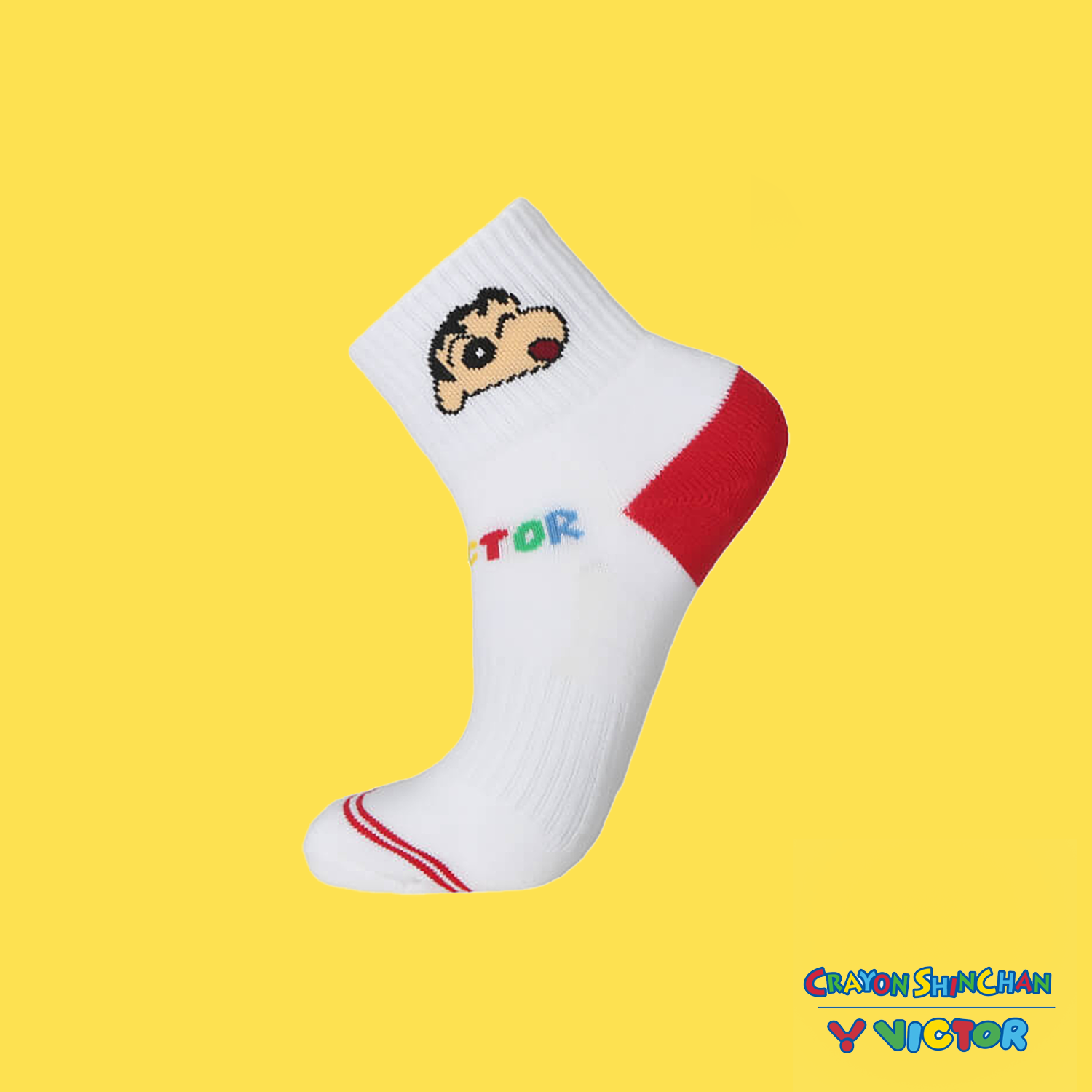 Victor x Crayon Shin Chan Junior Sports Socks SK 410CS JD (Purple/Red) - Comfortable Kids Athletic Socks for Running, Soccer & School Activities