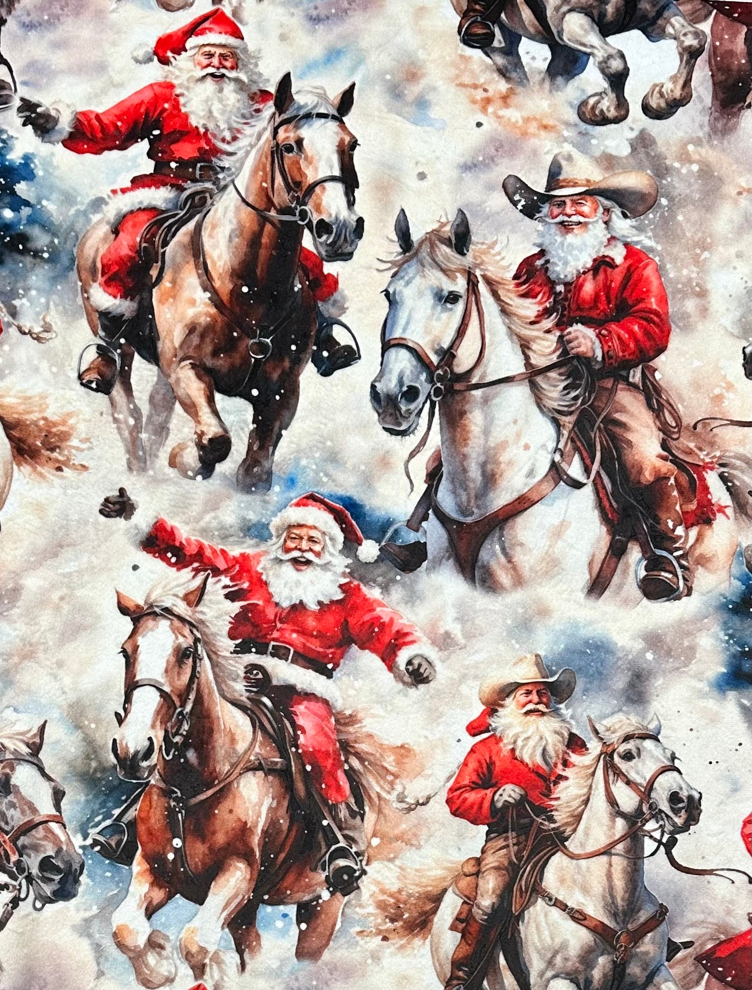 Premium Red Luxe Minky Blanket 53x78 - Soft Cowboy Santa Design for Christmas Decor, Cozy Bedding & Gift Ideas