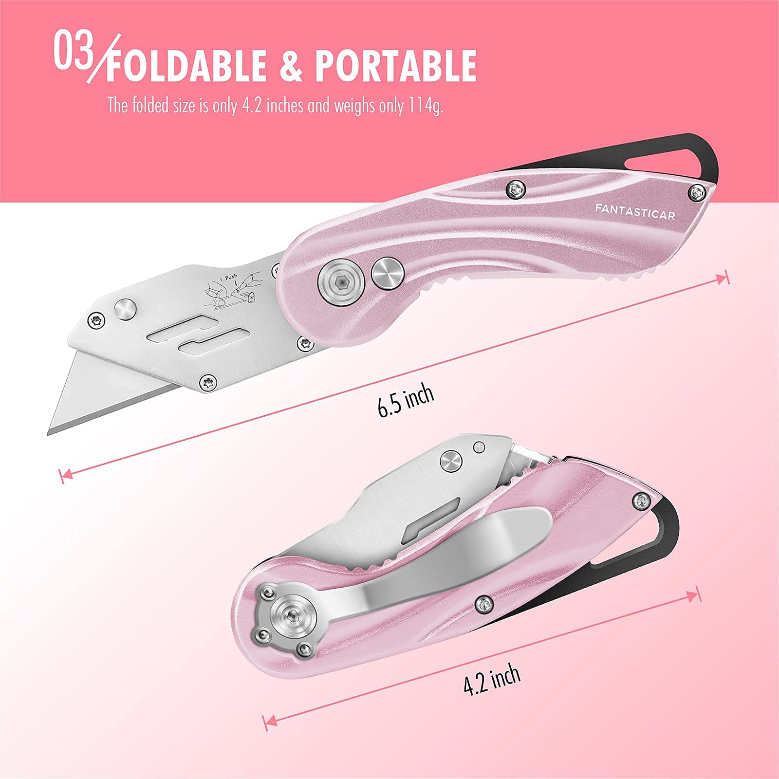 FantastiCAR Pink Craft Knife - Precision Hobby & Utility Cutter Set with Extra Blades | Ideal for DIY Projects, Scrapbooking & Art Crafts