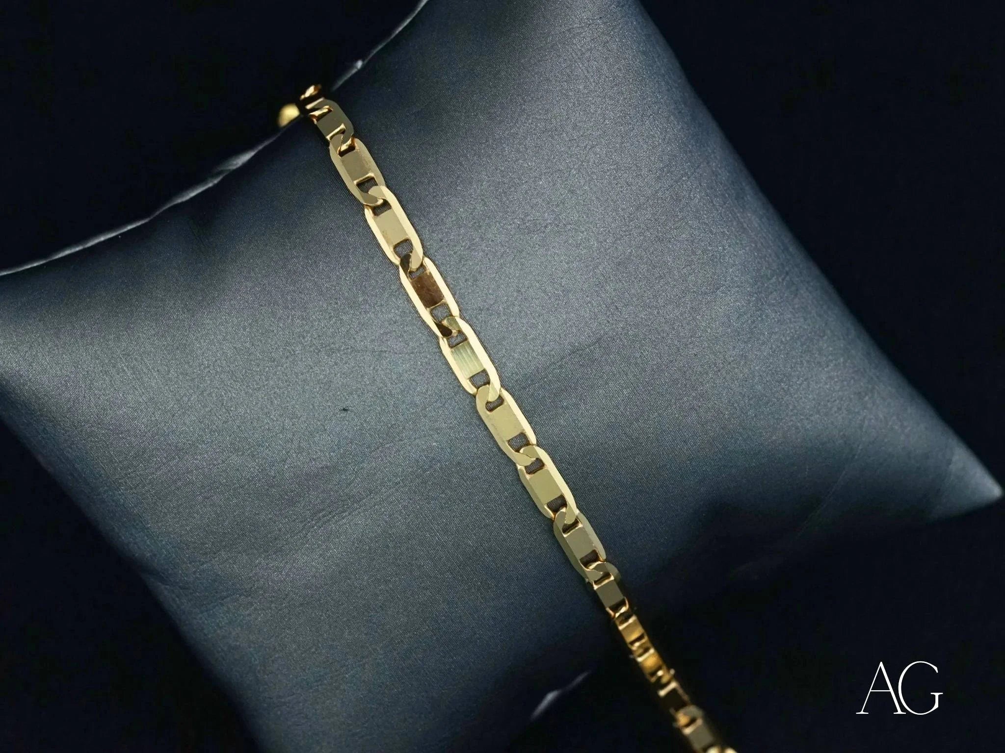 18K Solid Gold Piastrine Link Bracelet for Women - Elegant & Durable Jewelry Gift for Birthday, Anniversary & Special Occasions