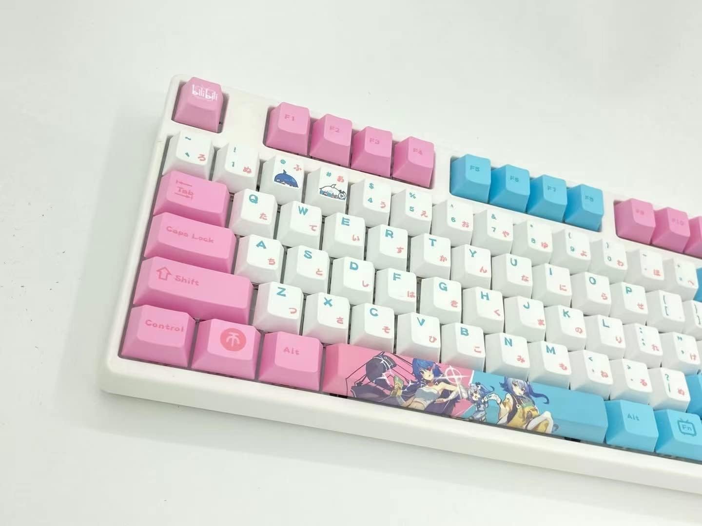 108 Key PBT Dye-Sub Keycap Set for Mechanical Keyboards - OEM Profile, Japanese Sublegend, Includes Keycap Puller - Perfect for Gaming, Typing & Custom Keyboard Builds (BiliBili Edition)