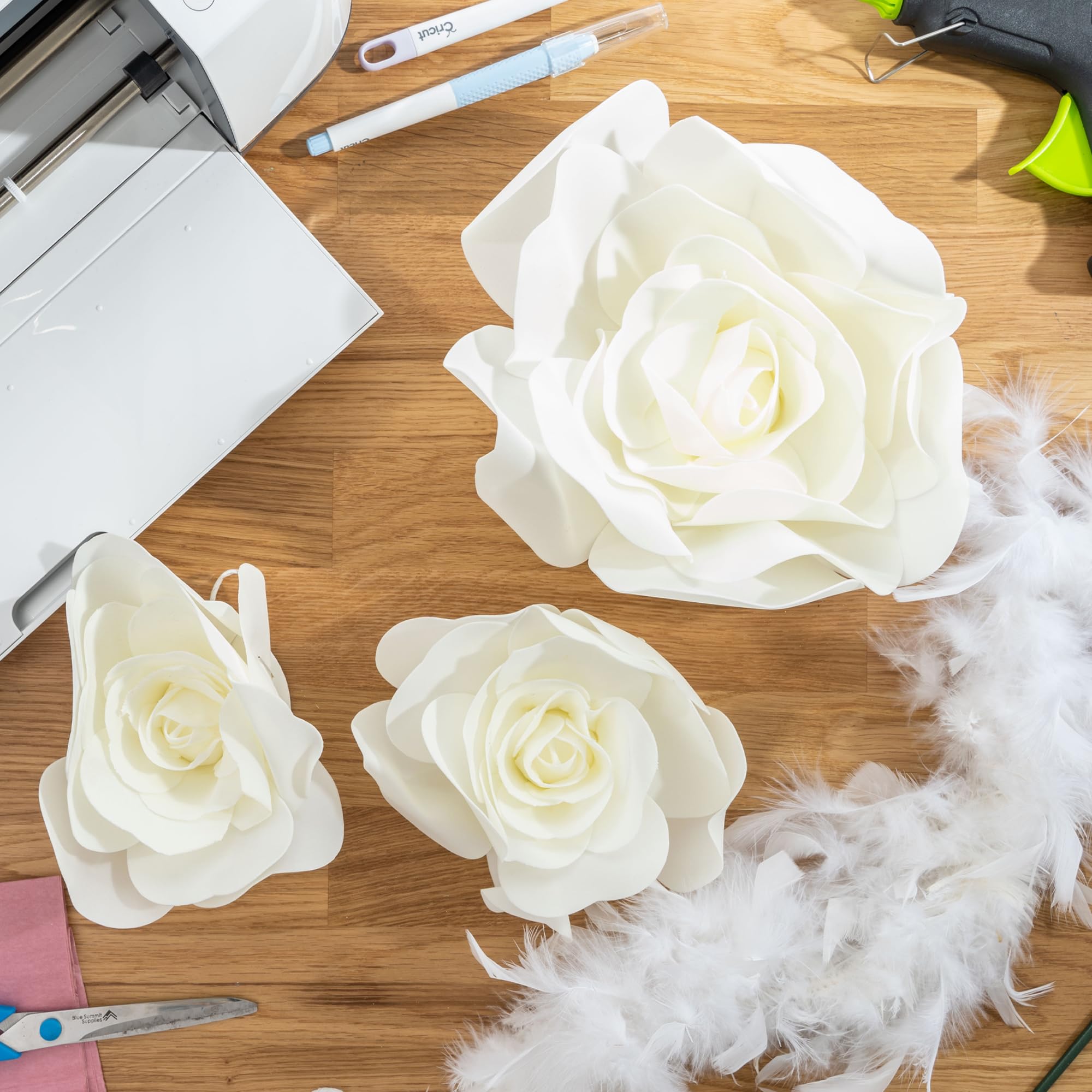Elegant Rose Foam Wall Decor Set of 4 - White 3D Floral Home Decor for Living Room, Bedroom, Office & Wedding Backdrop