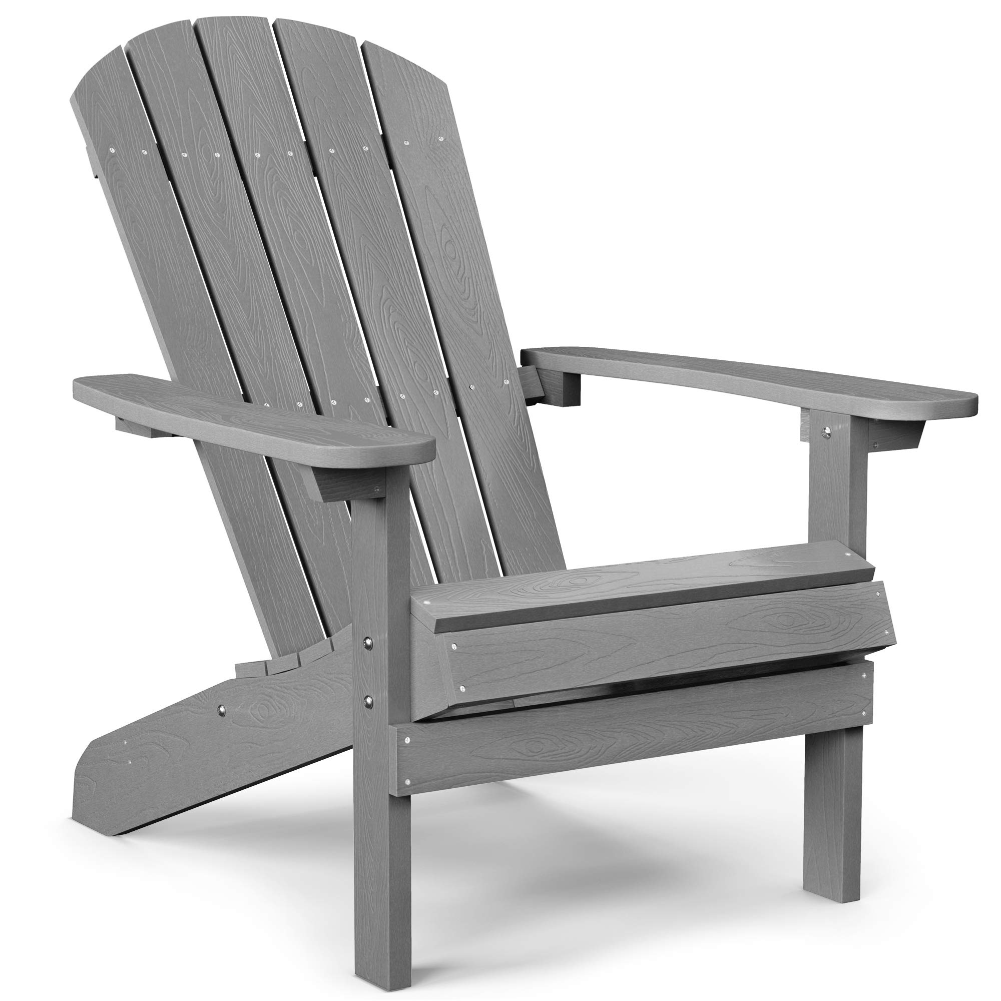 **Weather-Resistant YEFU Adirondack Chair - Durable Plastic Outdoor Patio Chair with Wood Texture - Perfect for Lawn, Fire Pit, Deck, Porch & Garden (Grey) - Ideal for Relaxing & Entertaining Outdoors**