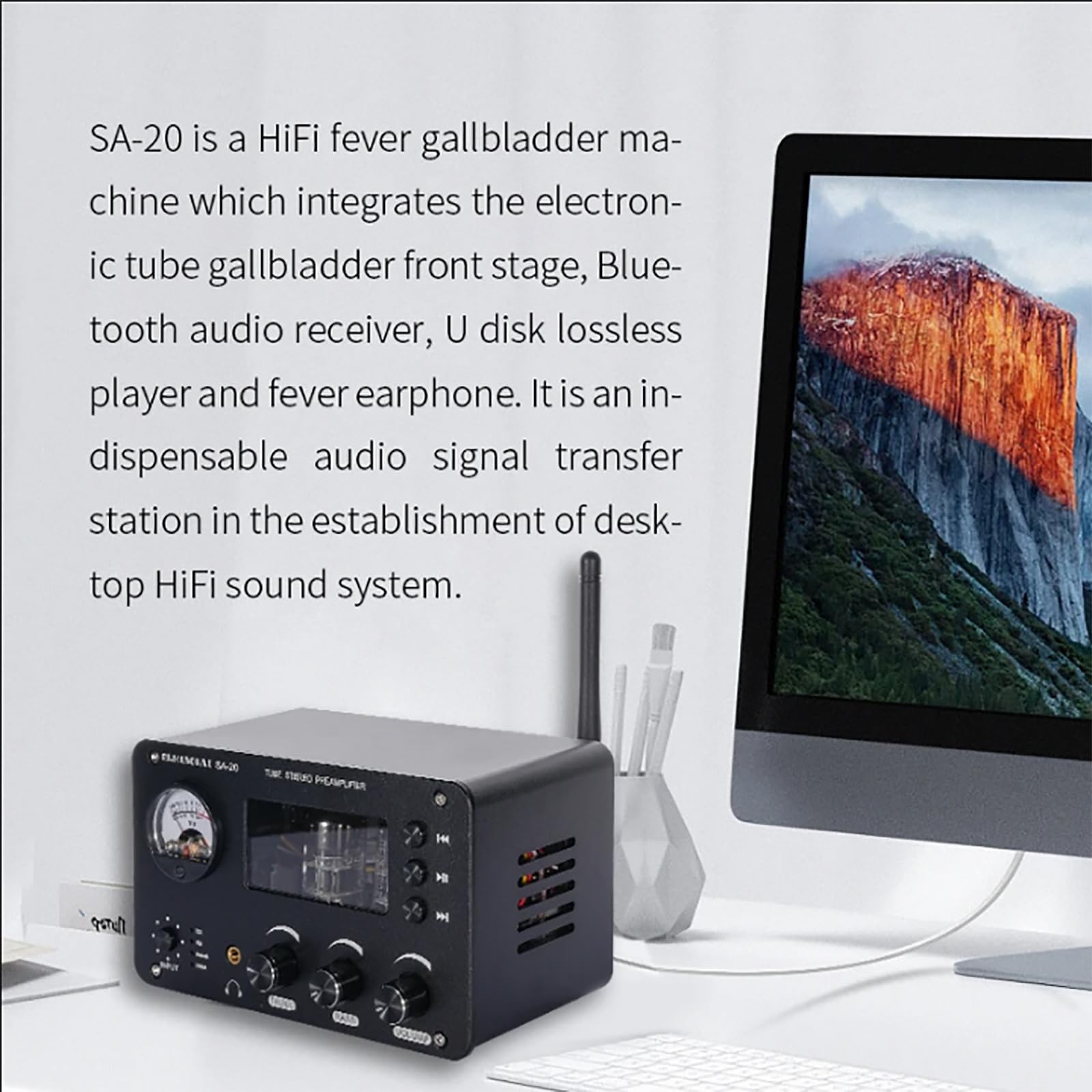 High Fidelity HIFI Power Amplifier with Tube Preamplifier - Bluetooth 5.0/USB/TF Card Input, 4-in-2-out Lossless Audio Switching, Supports Coaxial/Optical/RCA - Perfect for Home Theater, Audiophile Systems & Music Studios