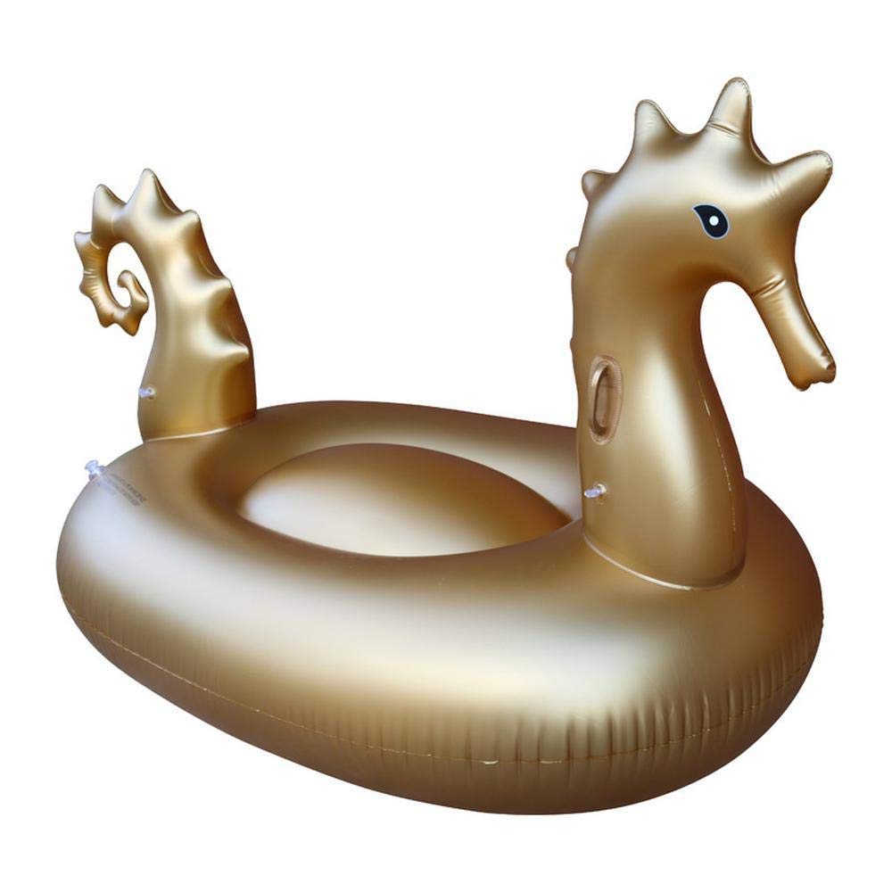 KDKDA Giant Inflatable Golden Seahorse Pool Float - Premium Vinyl Summer Pool & Beach Toy for Adults - Fun Water Float, Floating Bed & River Tube - Perfect for Pool Parties, Beach Vacations & Relaxing by the Water