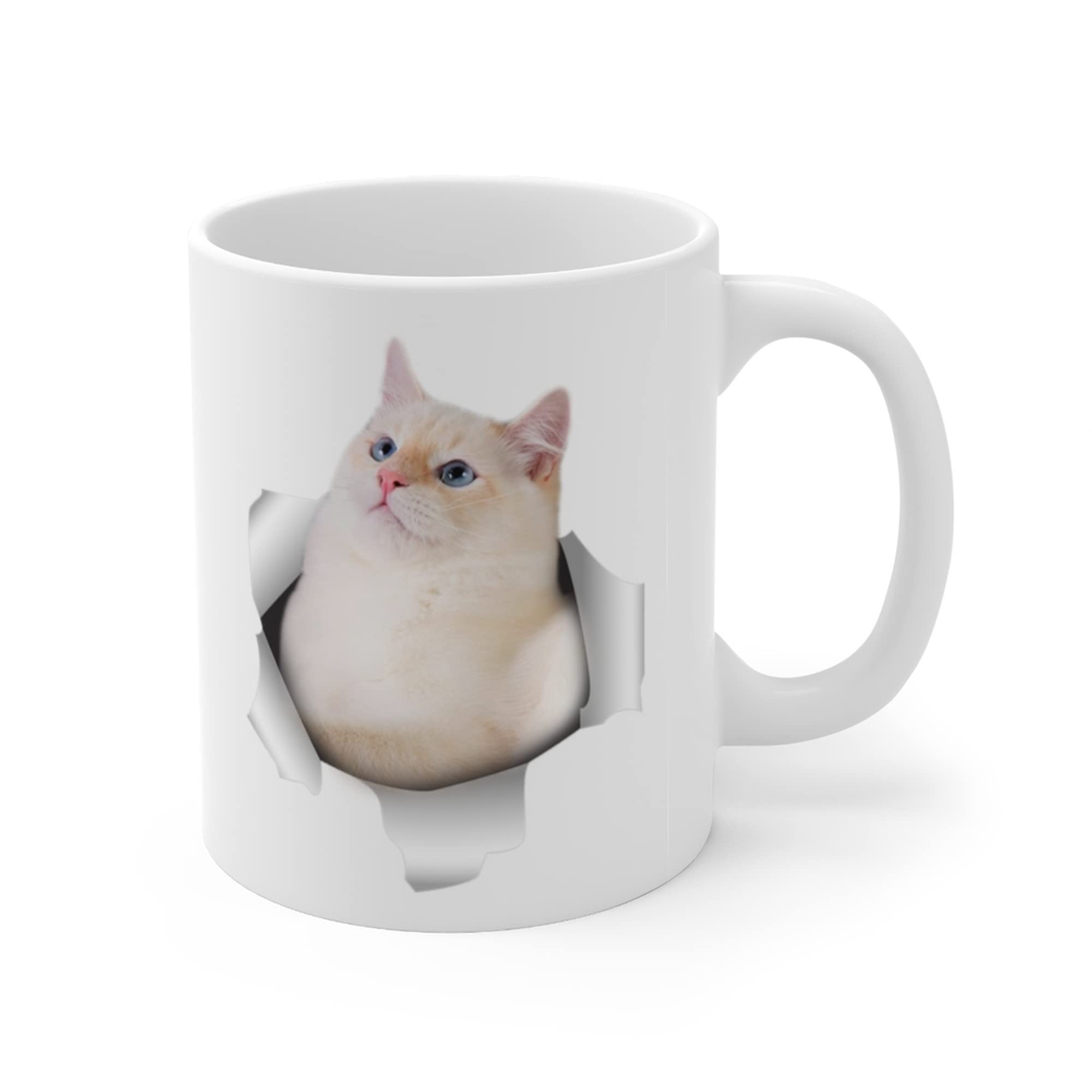 Siamese Cat Red Point Coffee Mug - 11oz White Ceramic Cup with Funny Design, Perfect Gift for Cat Lovers & Women - Christmas 2024 Present, Ideal for Home, Office & Coffee Breaks