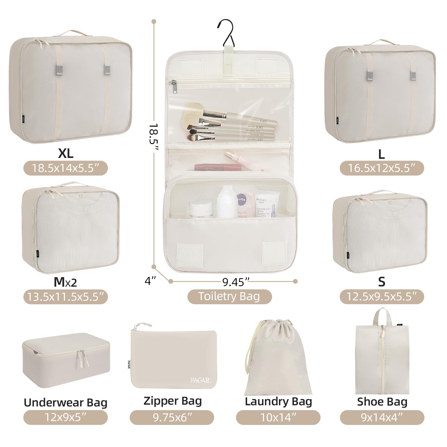 BAGAIL 8-Piece/10-Piece Travel Packing Cubes Set - Lightweight Luggage Organizers with Multiple Sizes for Suitcases, Carry-Ons & Backpacks | Perfect for Business Trips, Vacations & Weekend Getaways