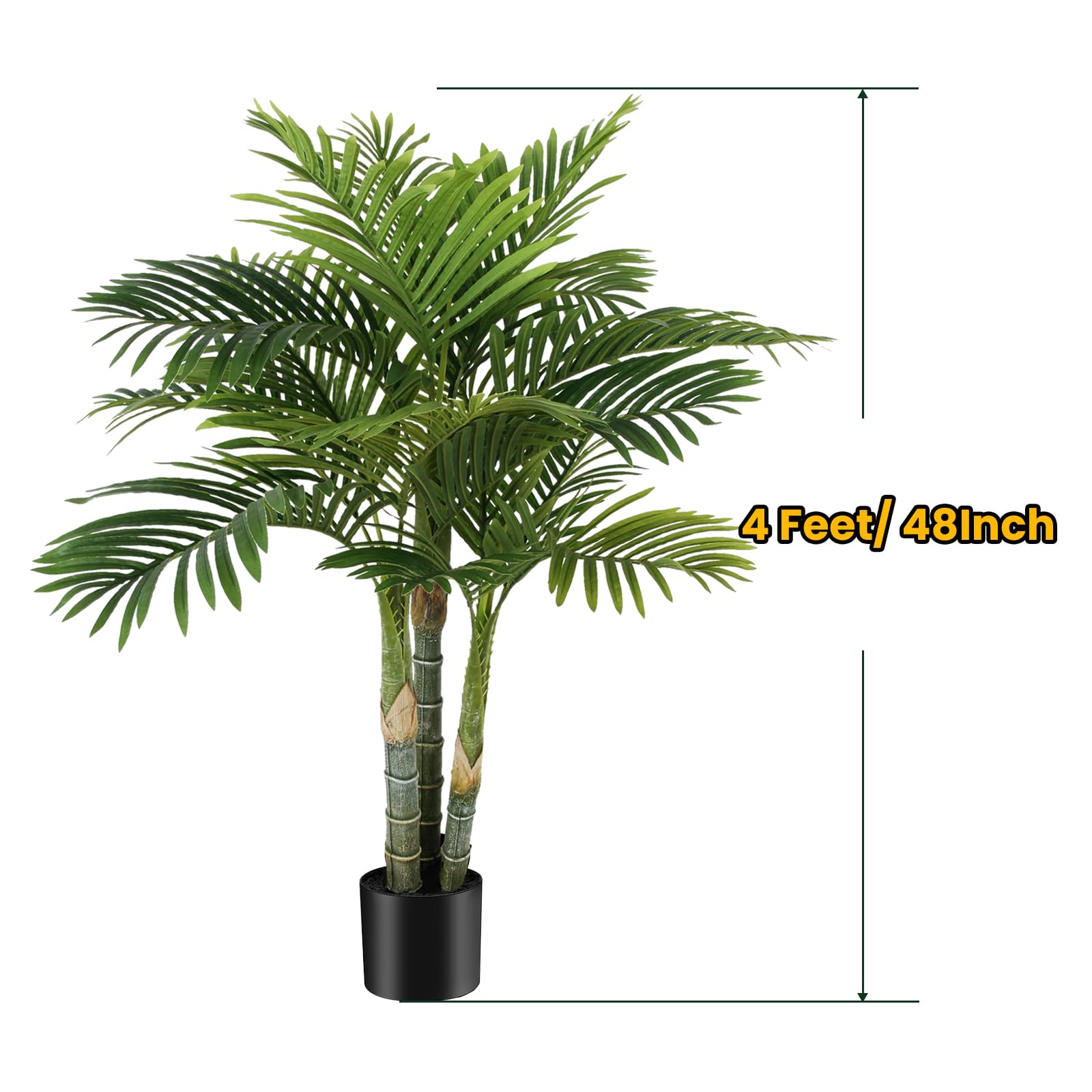 4FT Artificial Palm Tree 2-Pack - Realistic Fake Palm Plants for Home, Living Room, Front Porch, Patio, Pool & Office Decor - Perfect Housewarming Gift - Ideal for Tropical Themed Parties, Beach Weddings & Vacation Rental Styling