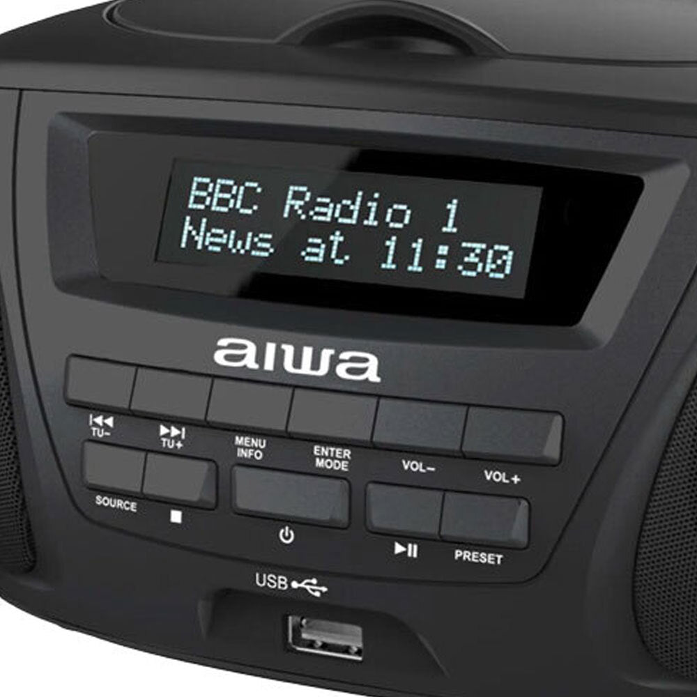 AIWA Portable Bluetooth BoomBox with CD Player, DAB/FM Radio & USB Port - Wireless Speaker for Home, Party & Outdoor (Black) - Perfect for Backyard BBQs, Beach Days & Indoor Entertainment