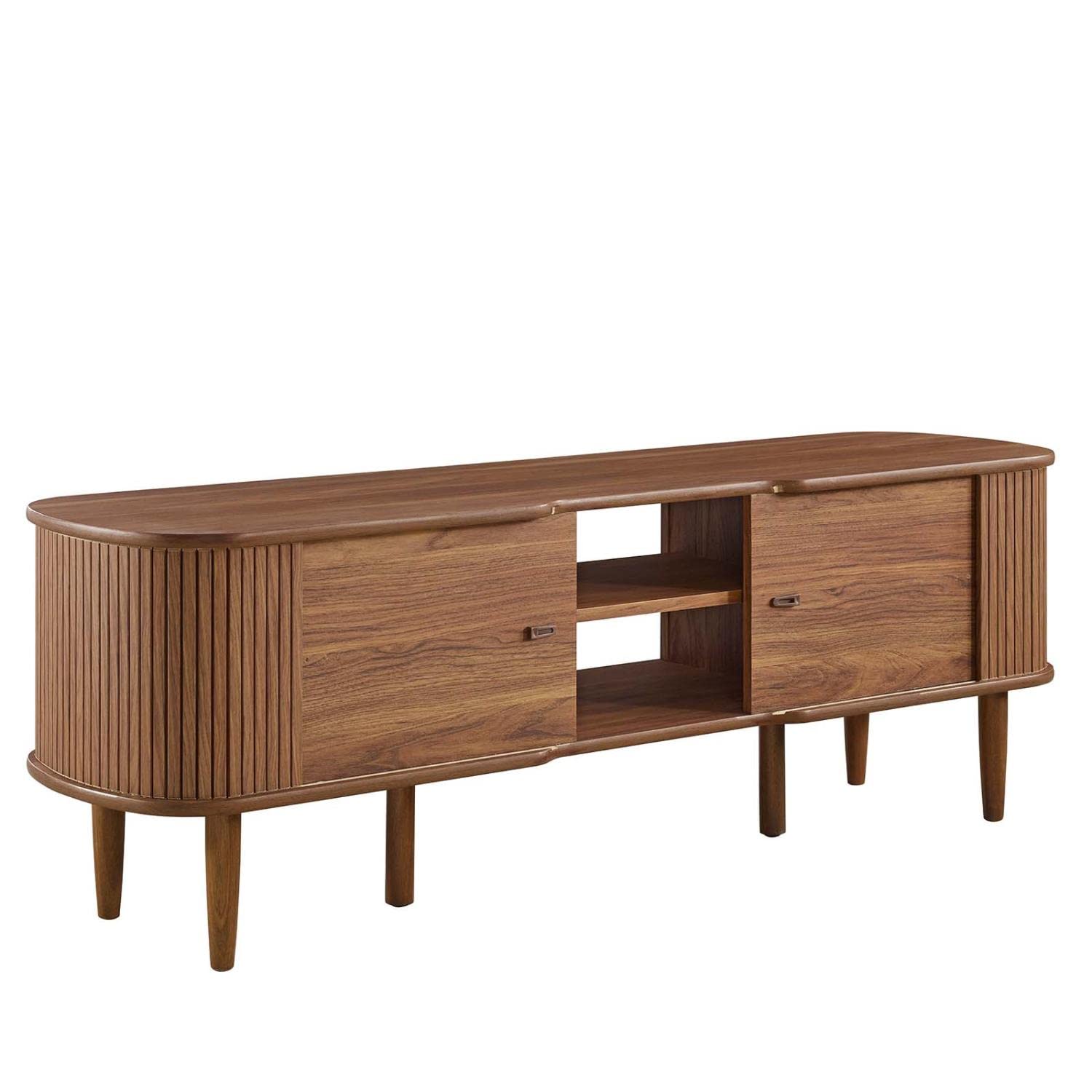 Modway Contour Mid-Century Modern TV Stand - Walnut Finish, 15 x 54.5 x 18.5 Inches - Perfect for Living Room, Bedroom & Home Theater Entertainment Centers