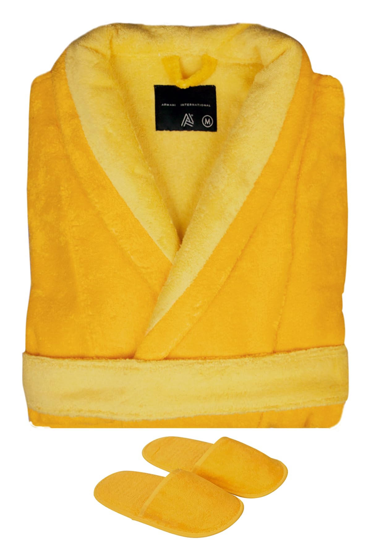 Faccia dei Colori Medium Bathrobe Slippers - Soft Plush Daffodil Gold Haze Slippers for Women & Men | Cozy House Shoes for Spa, Bathroom, and Relaxation at Home