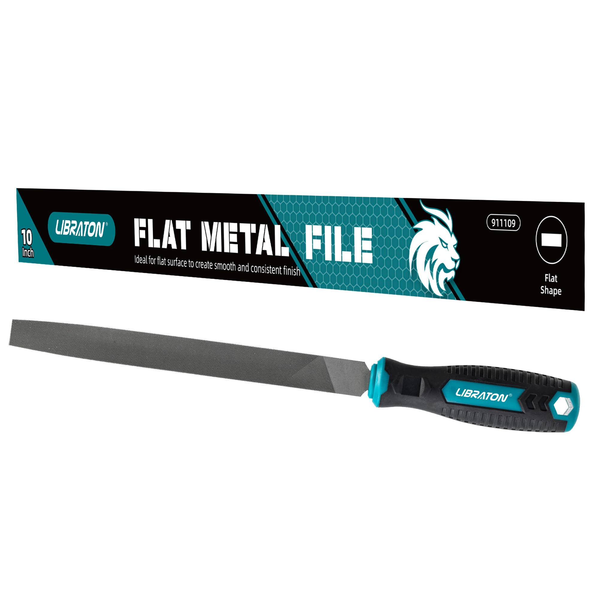 10-Inch Flat Metal File - High Carbon Steel File with Ergonomic Handle for Metalworking, Wood & Plastic - Perfect for Refining, Shaping & Scraping - Ideal for DIY Projects, Automotive Repair & Home Improvement