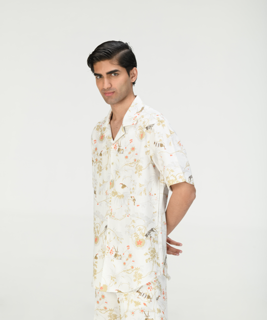 Men's Heavy Cotton Bush Shirt in Ivory - Durable Outdoor Workwear for Hiking, Camping & Adventure