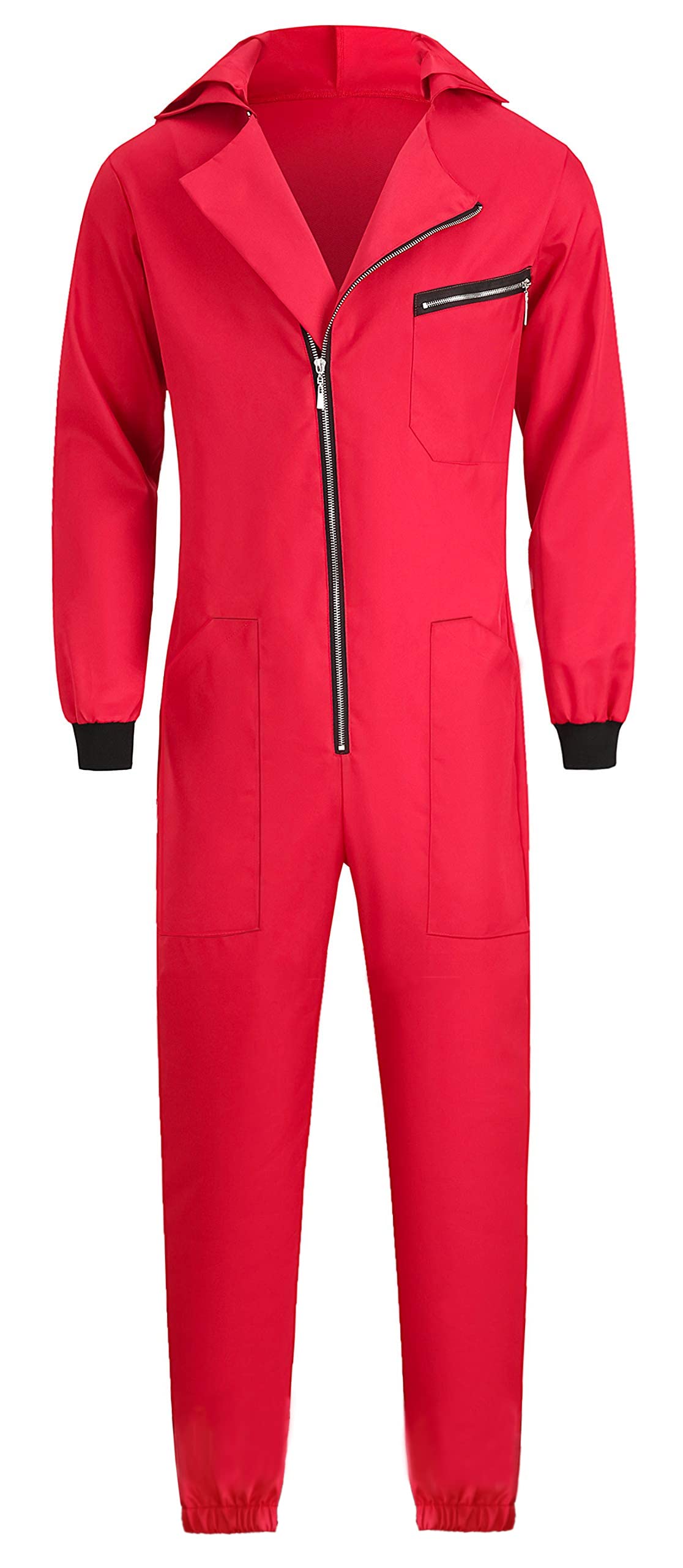 Fairycece Red Jumpsuit Costume for Halloween Party, Cosplay, and Themed Events - Women's One-Piece Coveralls Outfit for Costume Parties, Comic Con, and Stage Performances