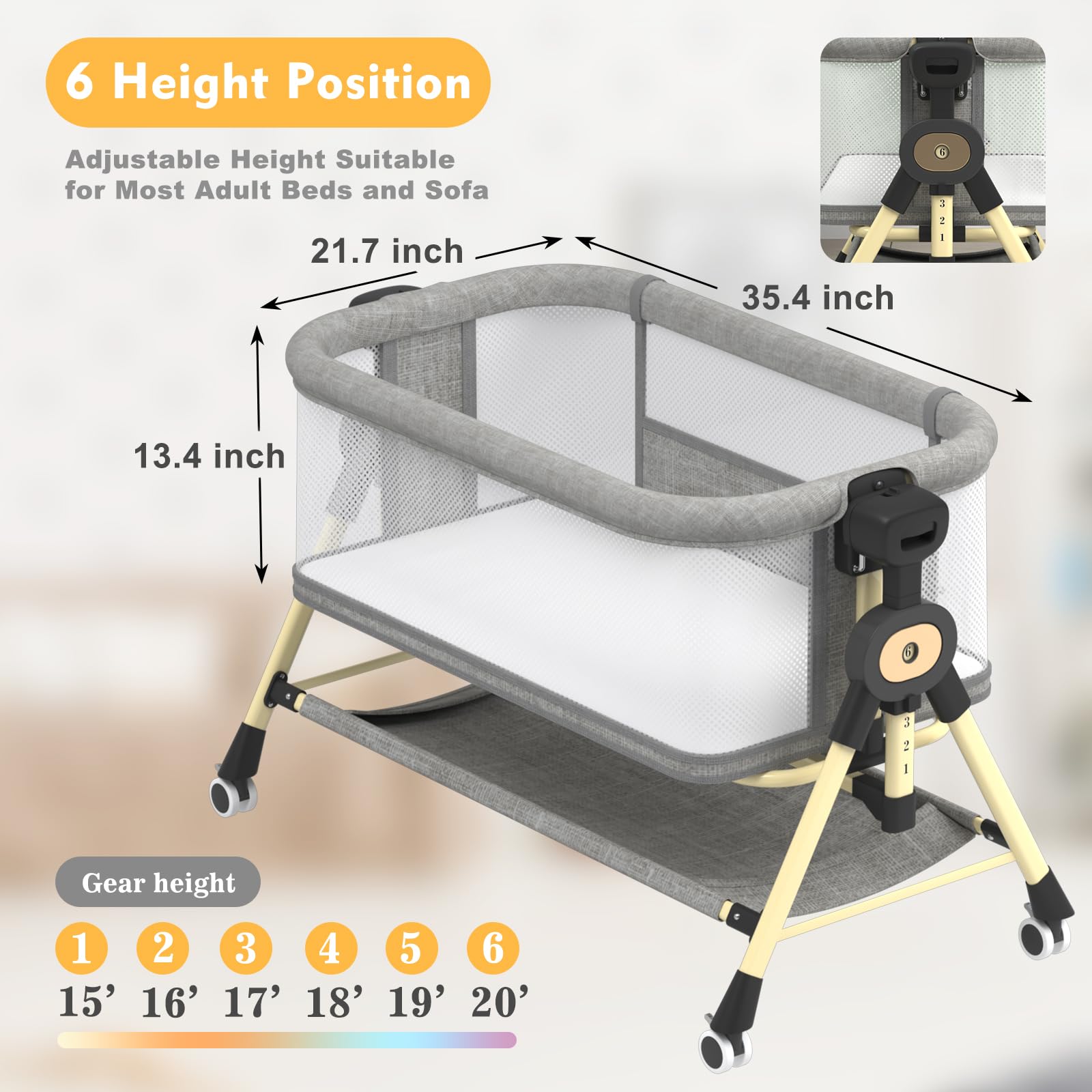 4-in-1 Portable Baby Bassinet with Changing Station & Storage Basket - CPSC Certified Bedside Sleeper with Horizontal Sway Function for Newborns | Perfect for Nursery, Bedside Co-Sleeping & Travel