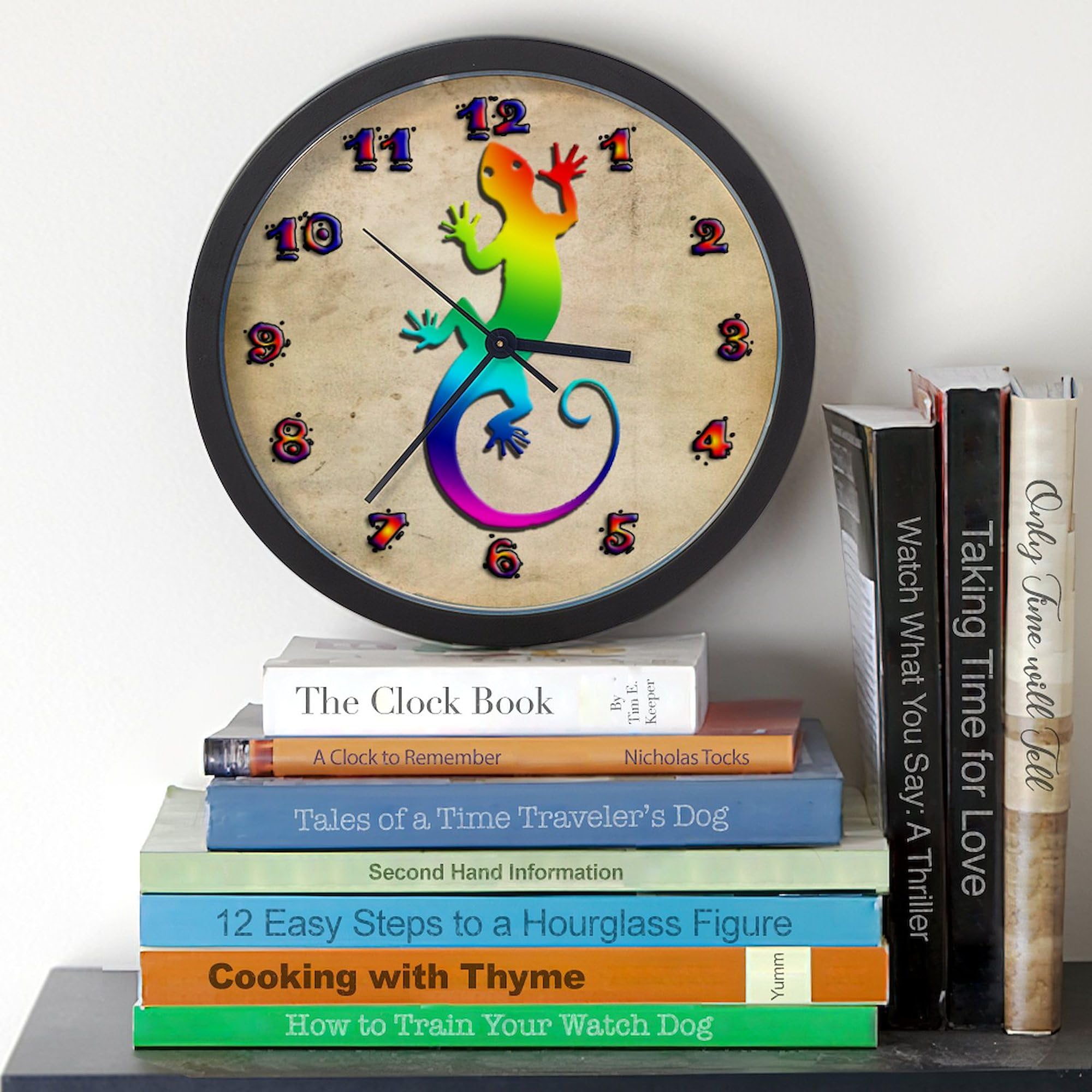 Rainbow Gecko 10 Inch Wall Clock - Unique Home & Office Decor for Living Room, Kitchen, Bedroom | Perfect Gift for Reptile Lovers & Nature Enthusiasts