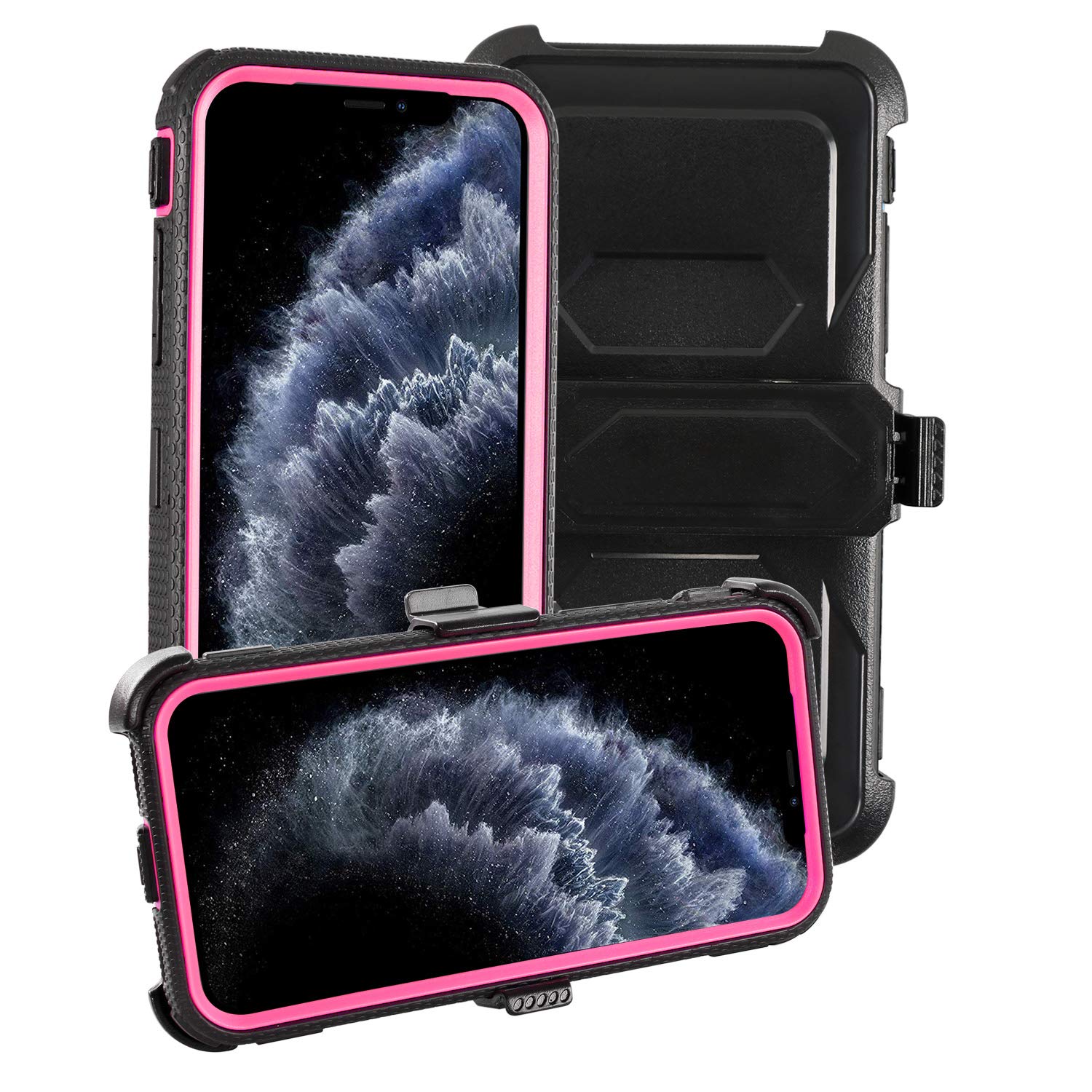 **Shockproof iPhone 11 Pro Case with Swivel Belt Clip & Kickstand | Heavy Duty Full-Body Protection for iPhone 11 Pro 5.8 Inch (2019) | Perfect for Outdoor, Work & Travel (Pink)**