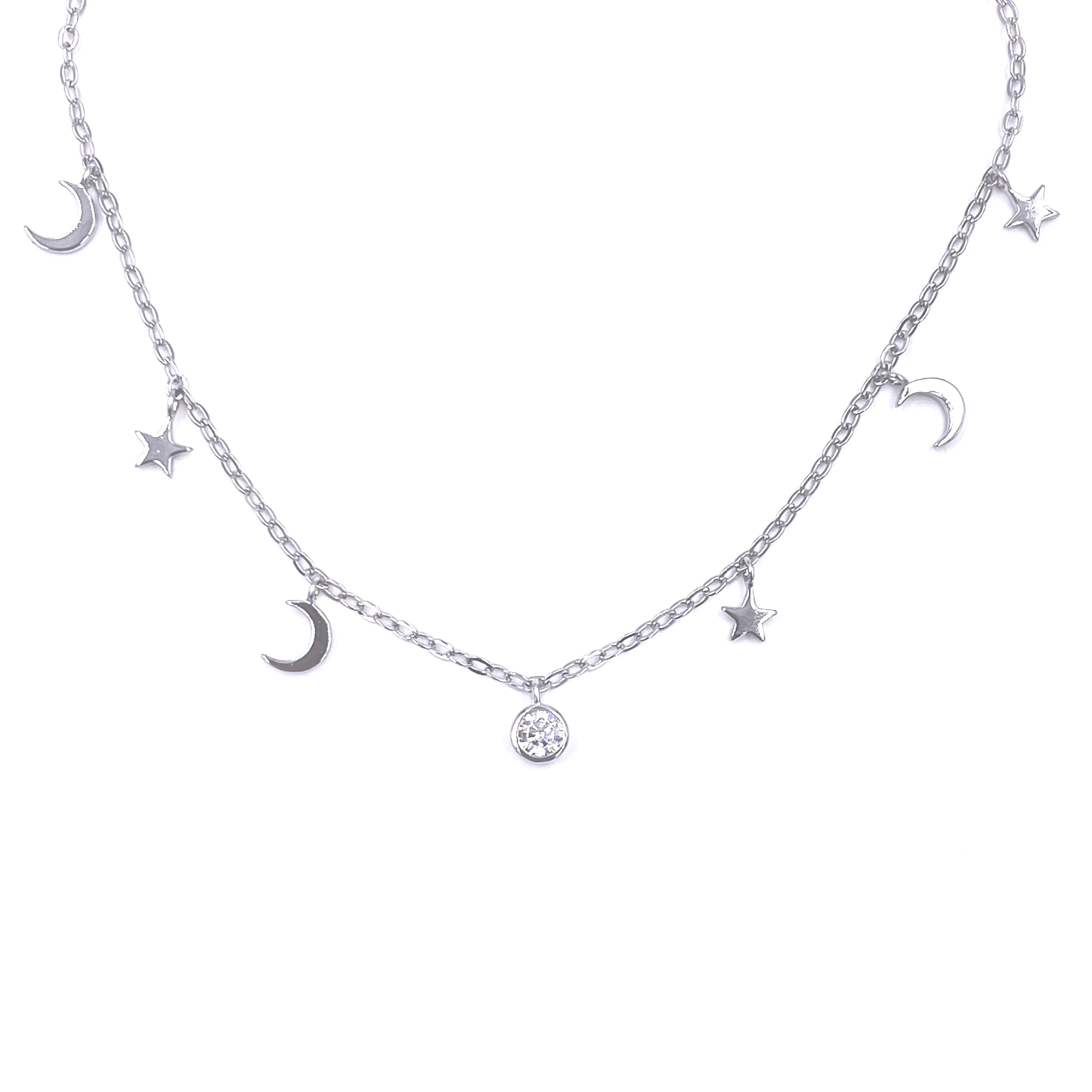 Ashley Gold Sterling Silver CZ Moon and Stars Bracelet for Women - Elegant Celestial Jewelry for Everyday Wear & Special Occasions