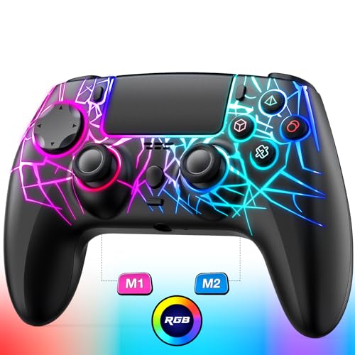 Programmable Wireless PS4 Controller with RGB Lighting - Customizable Buttons for Gaming, Perfect for Competitive Play & Long Gaming Sessions