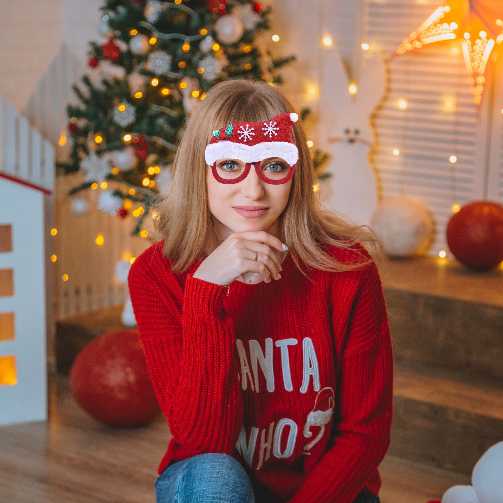 XS Accessories Christmas Glitter Party Glasses - Festive Holiday Eyewear for Christmas Parties, Goodie Bags, Photo Booths, and Costume Accessories - Perfect for Family Gatherings, Office Celebrations, and New Year's Eve Events
