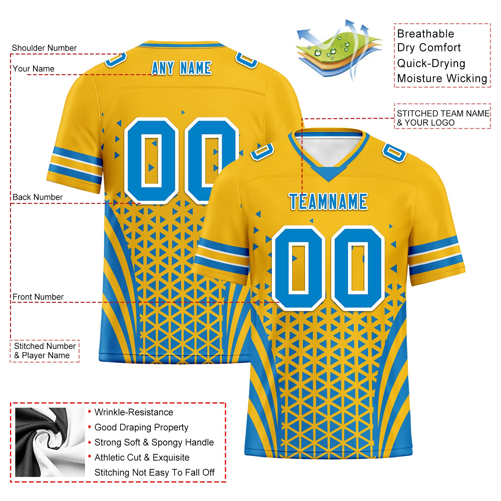 Custom Blue & White California Football Jersey with Matching Sports Shoes - Personalized Combo Set D023031 | Game Day Outfit, Team Spirit Wear, Sports Fan Gift