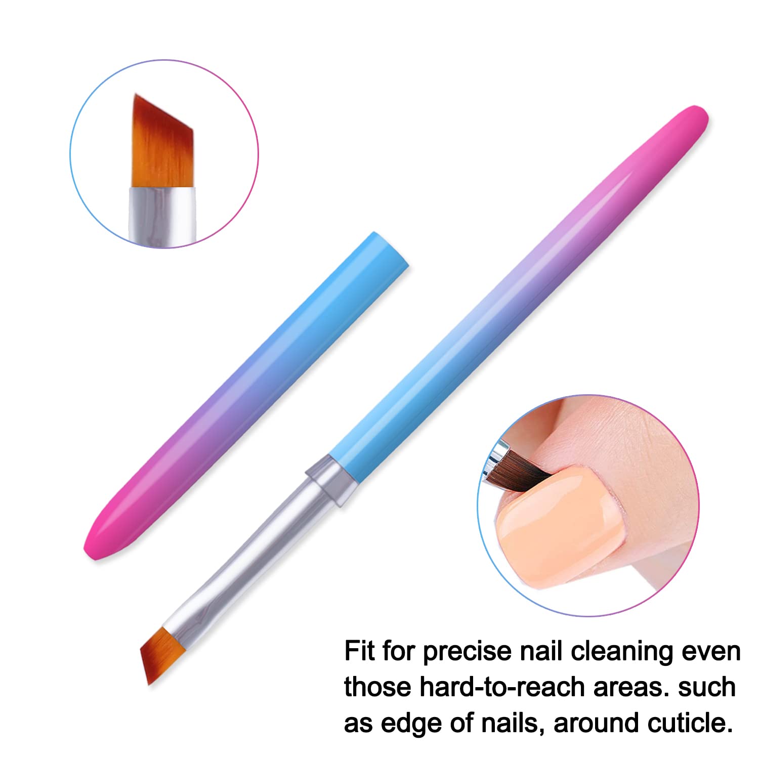 SILPECWEE 3-Piece Nail Clean Up Brush Set - Professional Nail Polish Remover & Cuticle Cleaner - Perfect for Acetone, Manicures & Nail Art Designs - Ideal for Salon, Home Use & DIY Nail Care