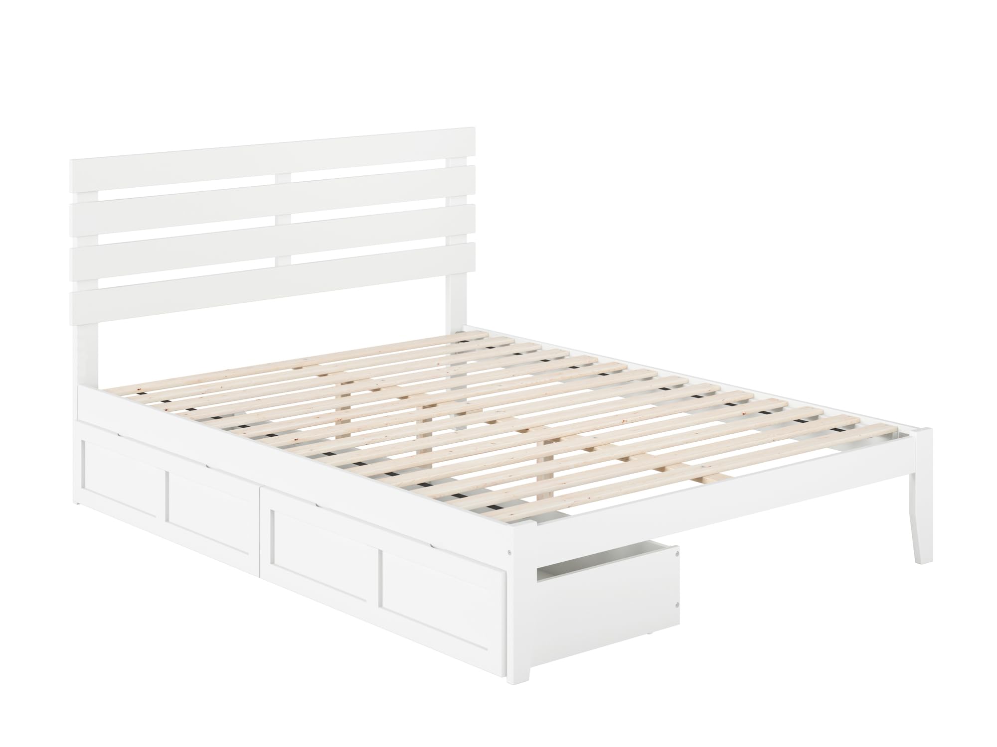 AFI Oxford Queen Size Platform Bed with Storage Drawers & USB Charging Station, White - Modern Bedroom Furniture with Underbed Storage for Small Spaces & Nightstand Charging Convenience