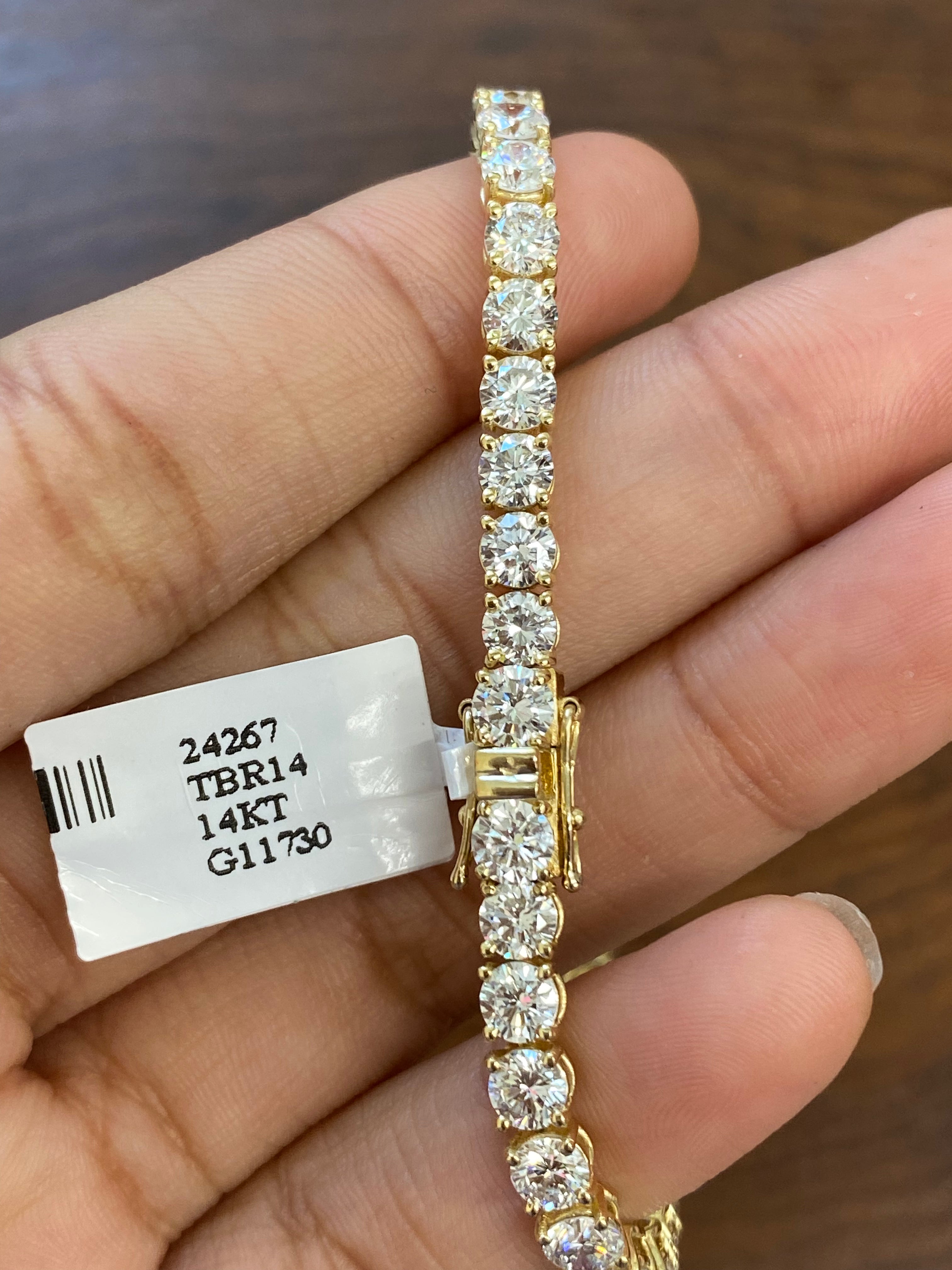 11.73 CT Lab-Created Yellow Diamond Tennis Bracelet - 7.25 Inches Elegant Gold Jewelry for Women, Perfect for Weddings, Parties & Special Occasions