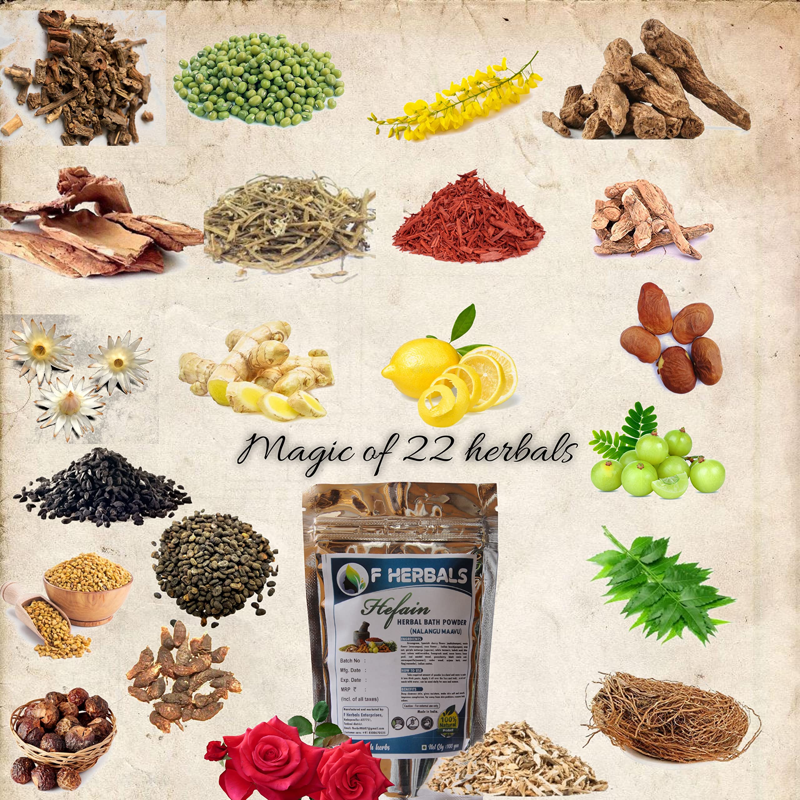 Hefain Bath Powder - Nalangu Maavu & Sunni Pindi | Herbal Face Pack & Kuliyal Powder | Ayurvedic Homemade Bath Powder for Skin Care & Relaxation | Pack of 1 | Perfect for Spa Day, Post-Workout Refresh & Traditional Ayurvedic Rituals