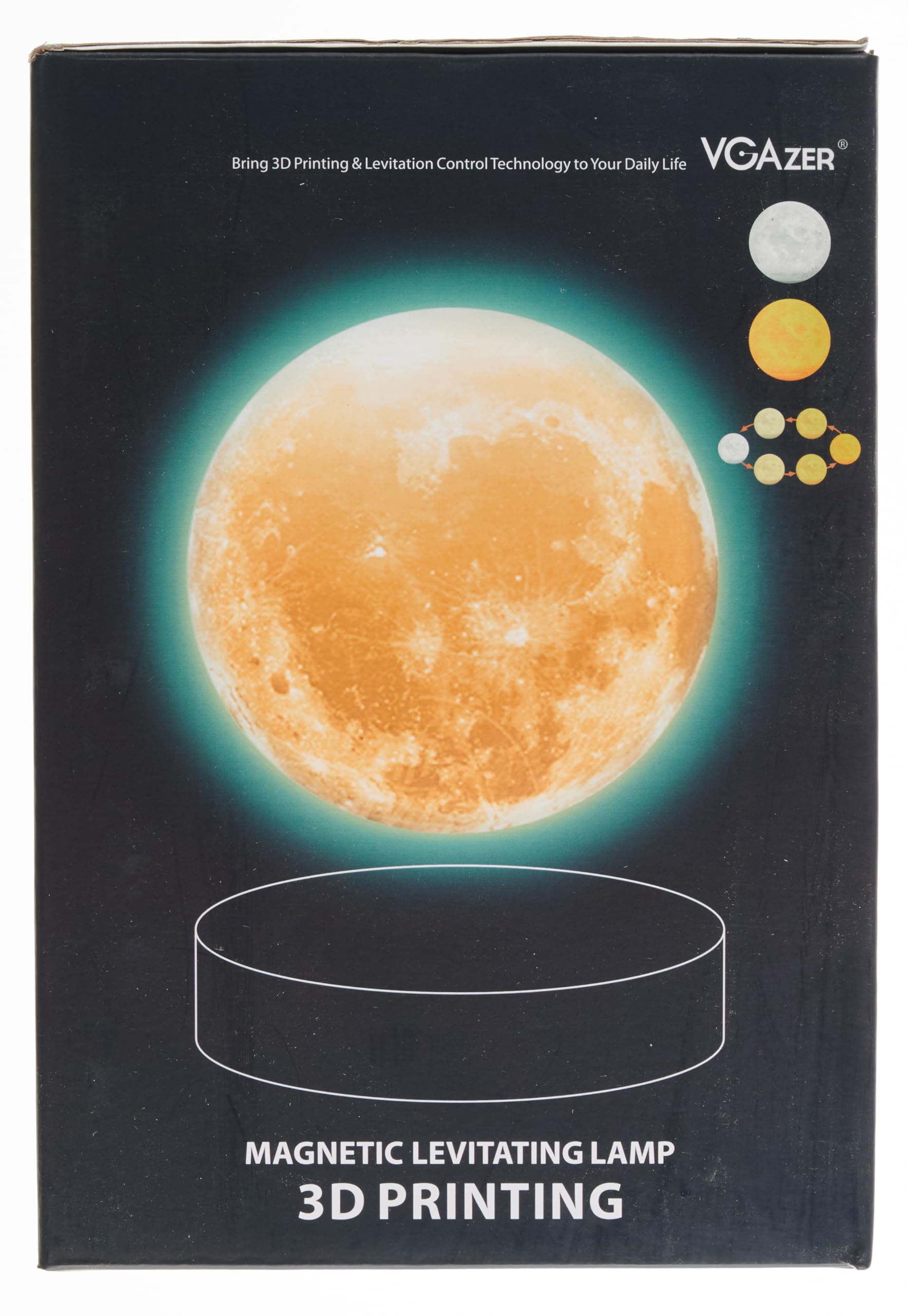 VGAzer Levitating Moon Lamp - Floating & Spinning LED Night Light with Luxury Faux Wooden Base, 3D Printed Moon Light | Perfect Unique Gift for Home Decor, Bedroom, Office Desk, Romantic Atmosphere & Tech Enthusiasts