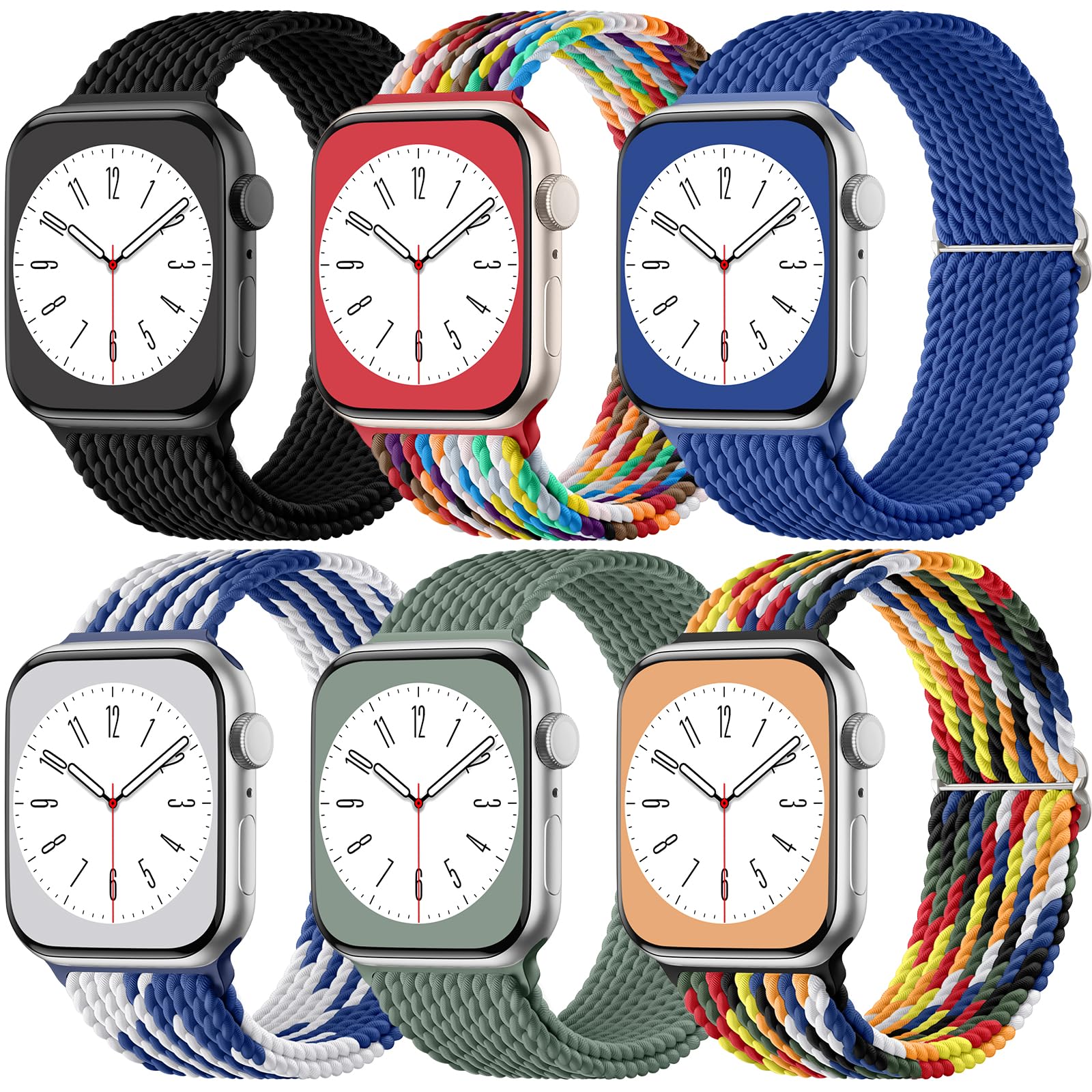 Stretchy Nylon Bands for Apple Watch 44mm 45mm 49mm 42mm - Adjustable Elastic Braided Solo Loop Replacement Sport Strap Compatible with Apple Watch Series 8/7/SE/Ultra/6/5/4/3 - Perfect for Workouts, Running & Daily Wear