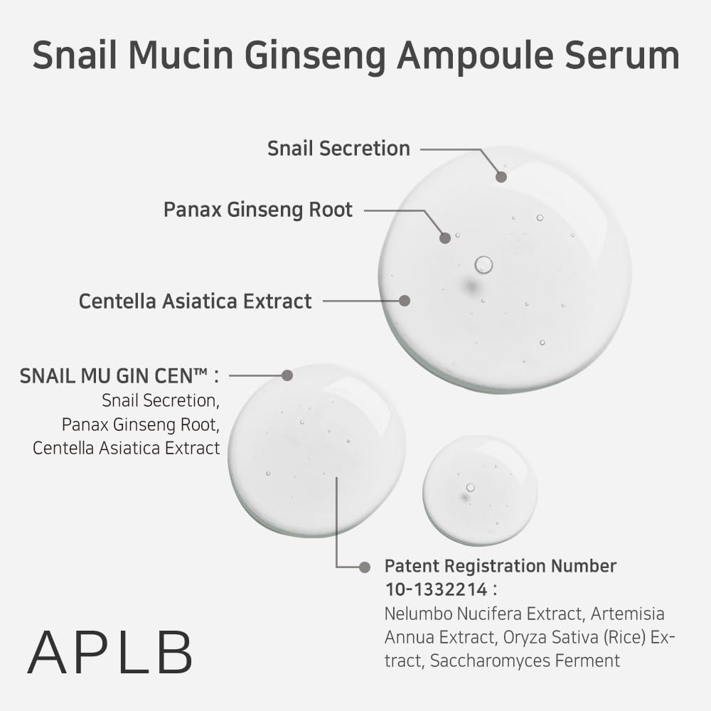 APLB Snail Mucin Ginseng Serum - 39.2% Korean Skincare for Wrinkles & Pores | Anti-Aging & Firming Skin Care