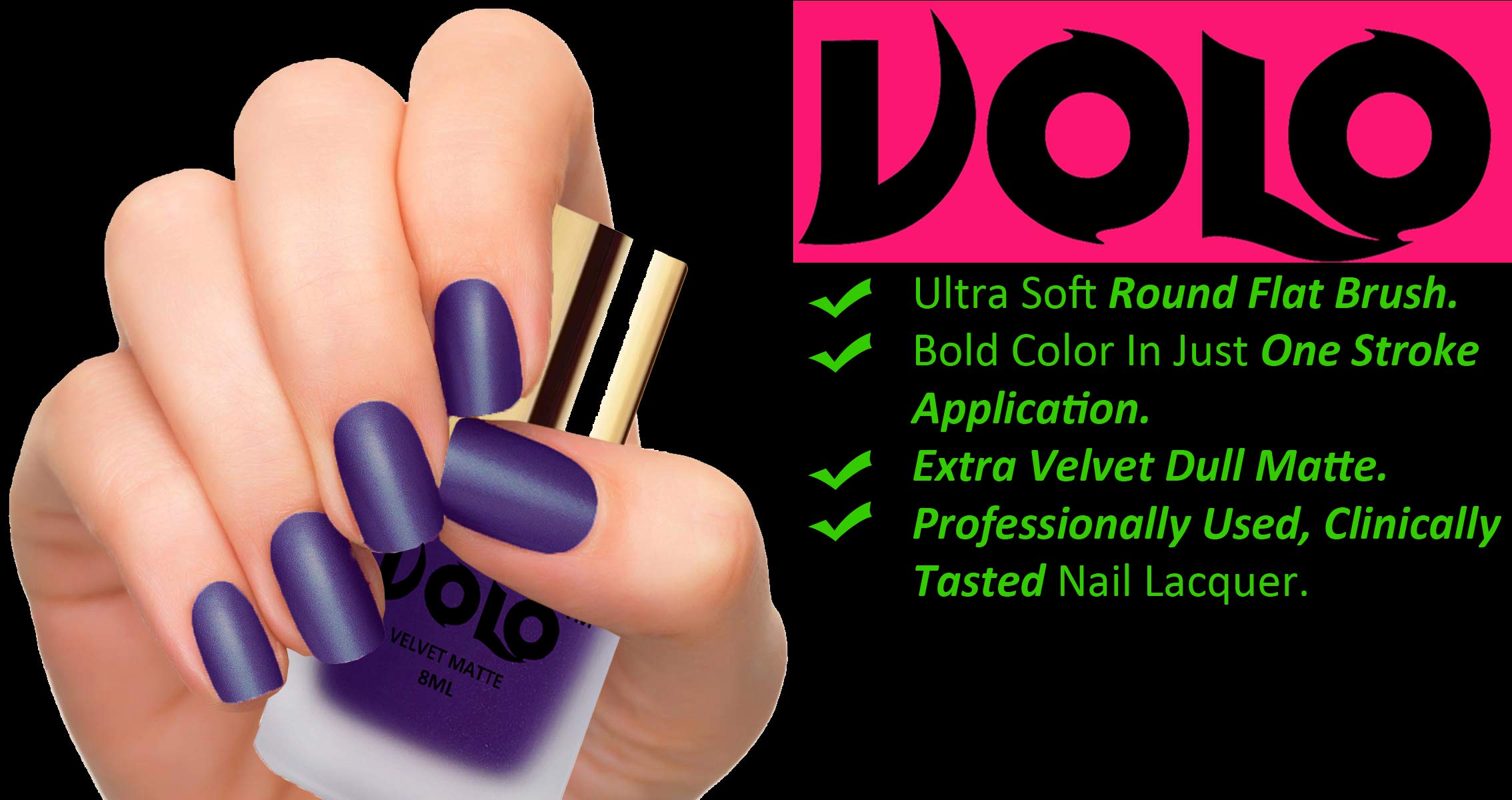 Volo Velvet Matte Nail Polish Set - 4 Pack (Dark Green, Blue, Grey, Tomato Red, 32ml Each) | Long Lasting, High Pigment Nail Colors for Parties, Weddings & Special Occasions