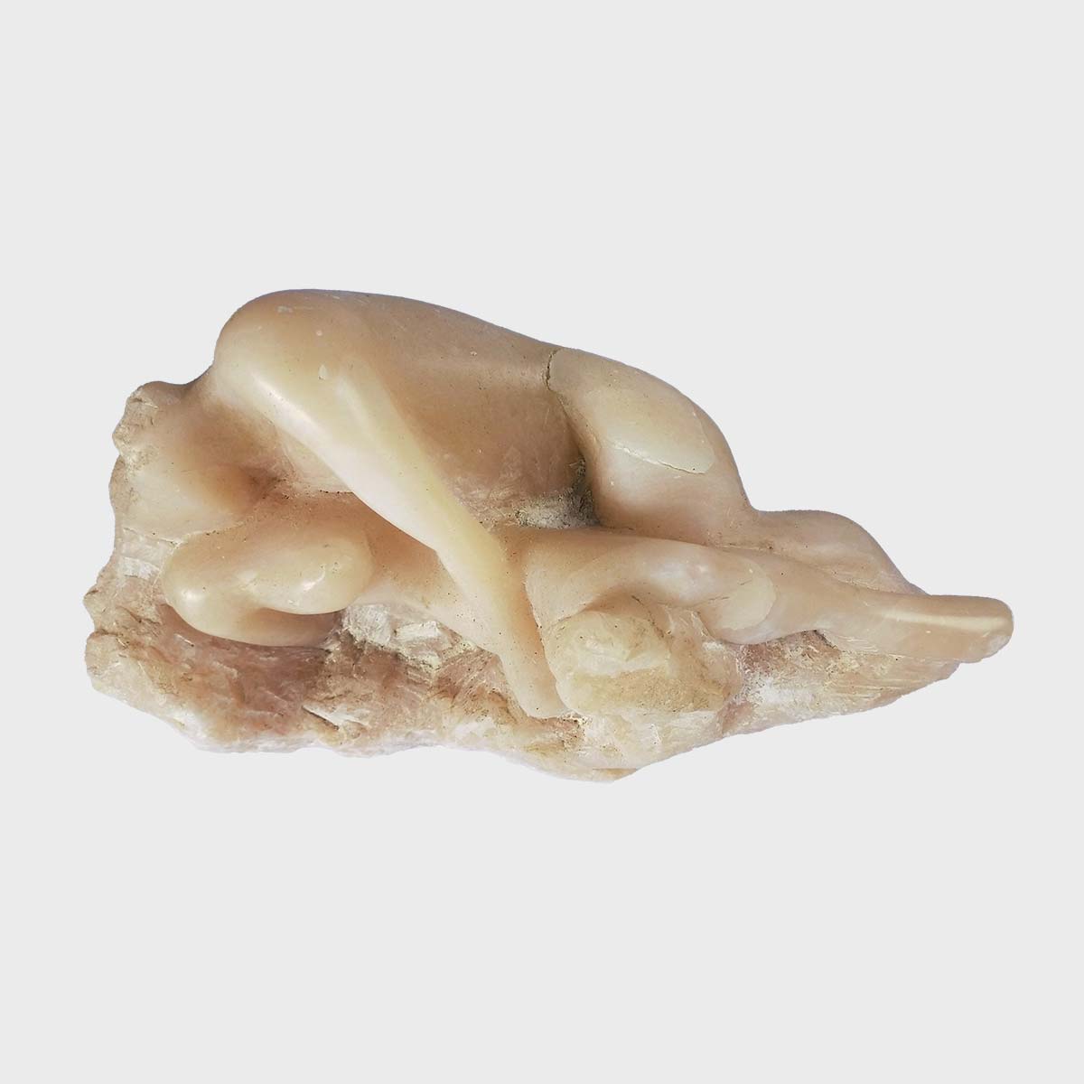 Pink Steatite Kiss Stone Carving - Handmade Soapstone Sculpture for Home Decor, Gift & Meditation