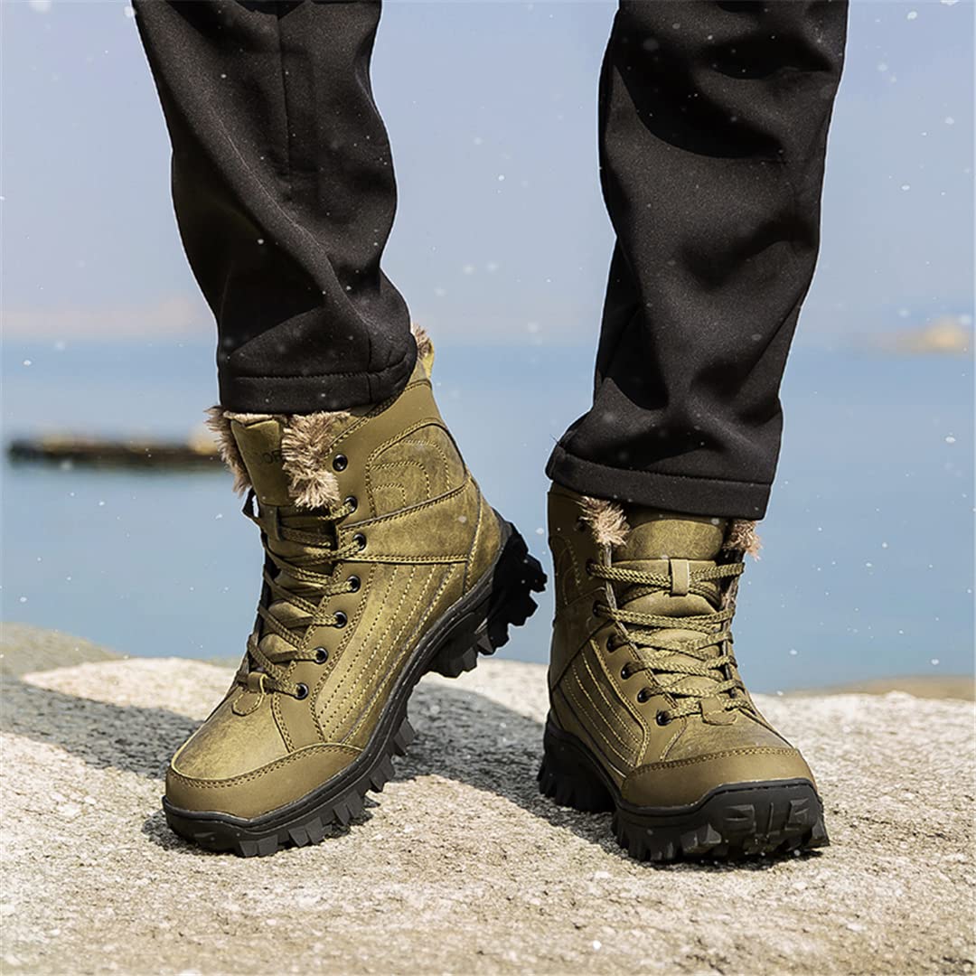 Men's Waterproof Winter Hiking Boots - Ankle High Outdoor Camping & Hunting Shoes with Lace-Up Design for Trekking, Travel & Snow Sports | Durable Traction for Mountain Trails & Cold Weather Adventures