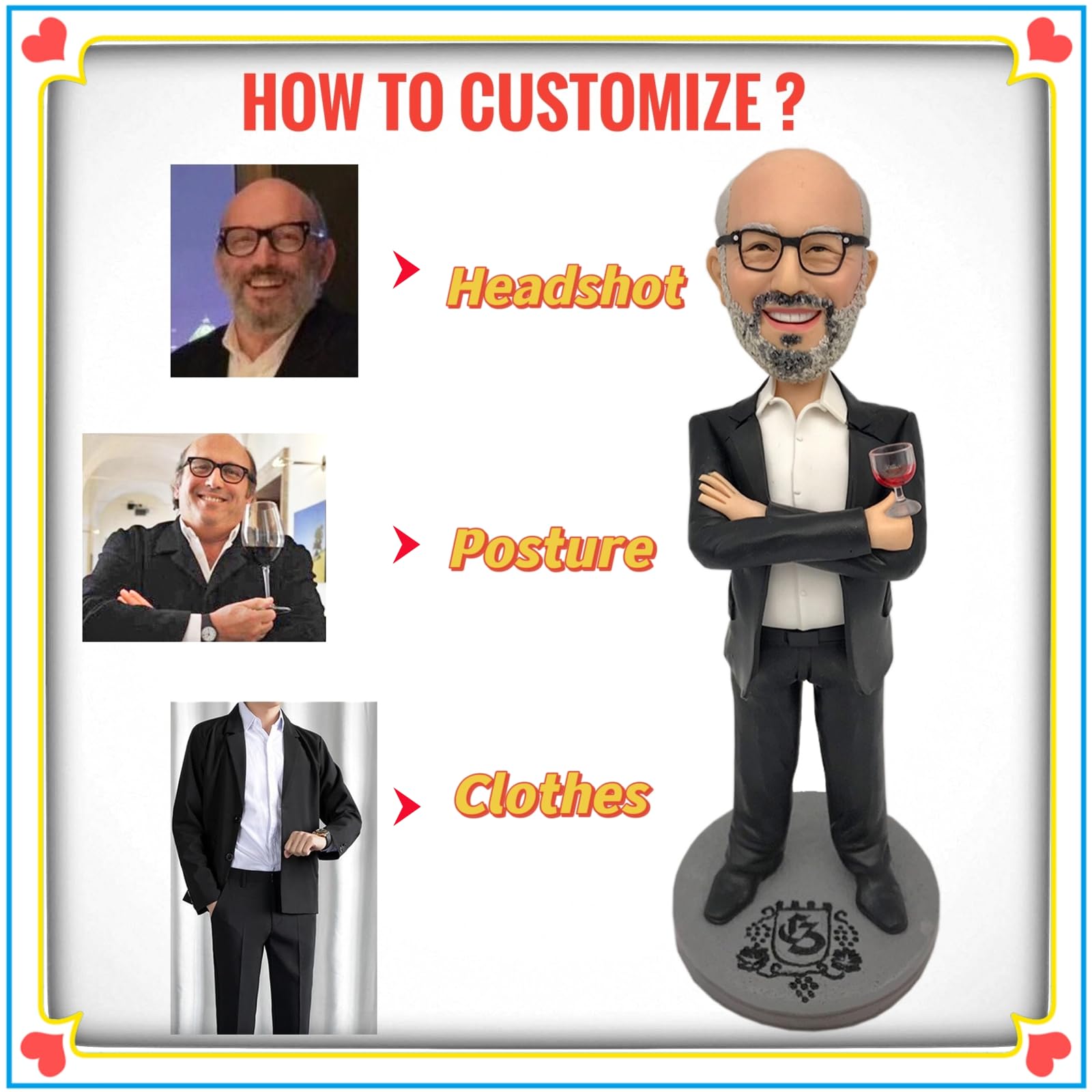 Custom Bobblehead Personalized from Photos - Unique Father's Day & Birthday Gift for Him - Perfect for Home Decor, Office Display & Special Occasions