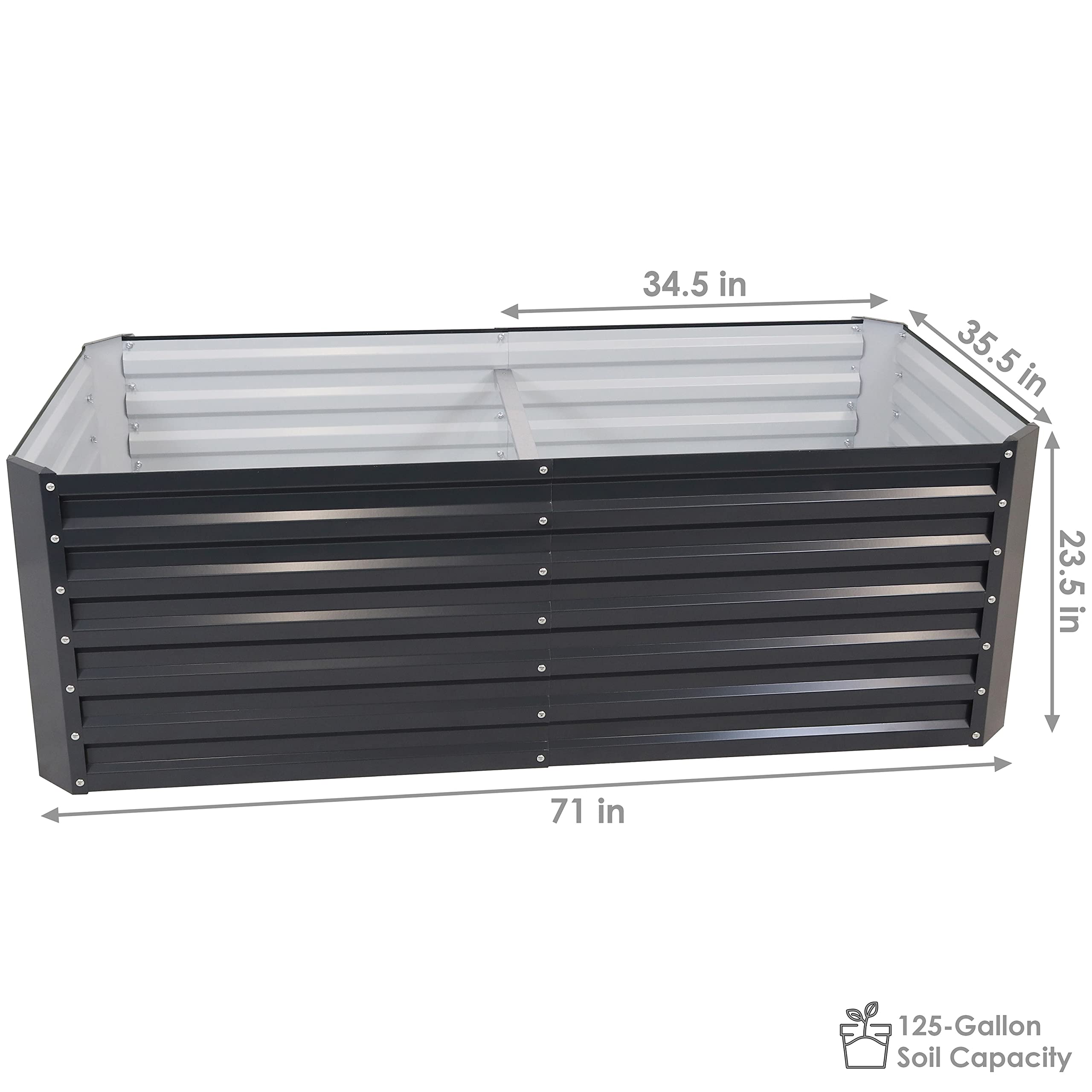 71-Inch Rectangular Raised Garden Bed Kit - Galvanized Steel Planter Box for Vegetables, Flowers & Herbs - Dark Gray Outdoor Gardening Solution for Backyard, Patio & Urban Farming