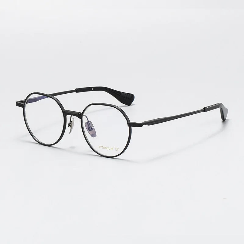 Unisex Black Titanium Round Full Rim Eyeglasses X150 - Lightweight & Durable for Work, Reading & Fashion