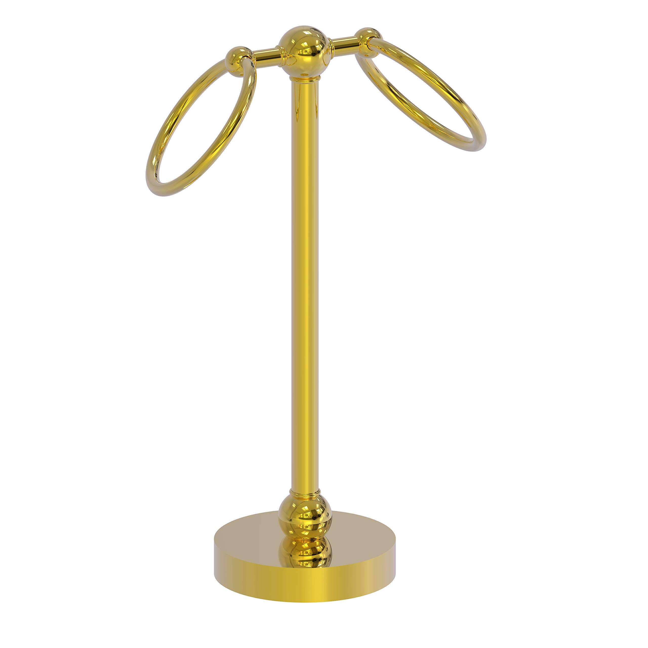 Allied Brass GL-53 Polished Brass 2-Ring Guest Towel Holder for Bathroom Vanity - Elegant Bathroom Accessory for Guest Towels & Hand Towels