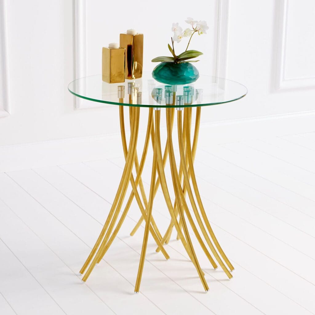 Cyan Design 08580 Tuffoli Side Table in Satin Brass - Elegant End Table for Living Room, Bedroom, or Office Decor