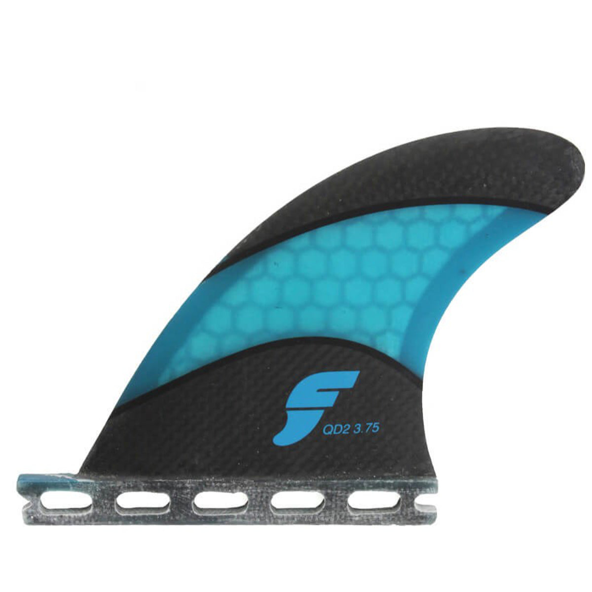 FUTURES QUAD REAR QD2 3.75 Techflex Fin Pair Carbon/Blue - Small Surfboard Fins for Performance Surfing & Wave Riding