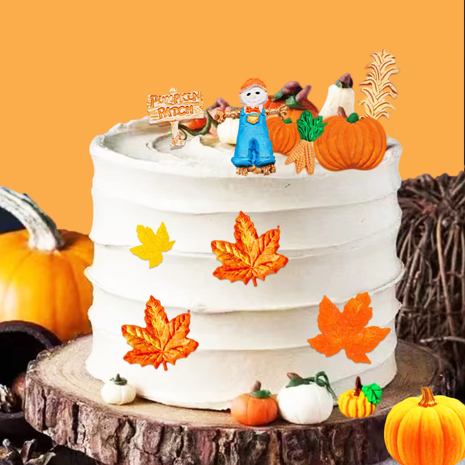6Pcs 3D Pumpkin & Maple Leaf Silicone Molds - Halloween Thanksgiving Cake Decorating, Chocolate Fondant Candy Molds for Cupcake Toppers, Resin Candle & Soap Baking Molds - Perfect for Fall DIY Crafts and Party Desserts