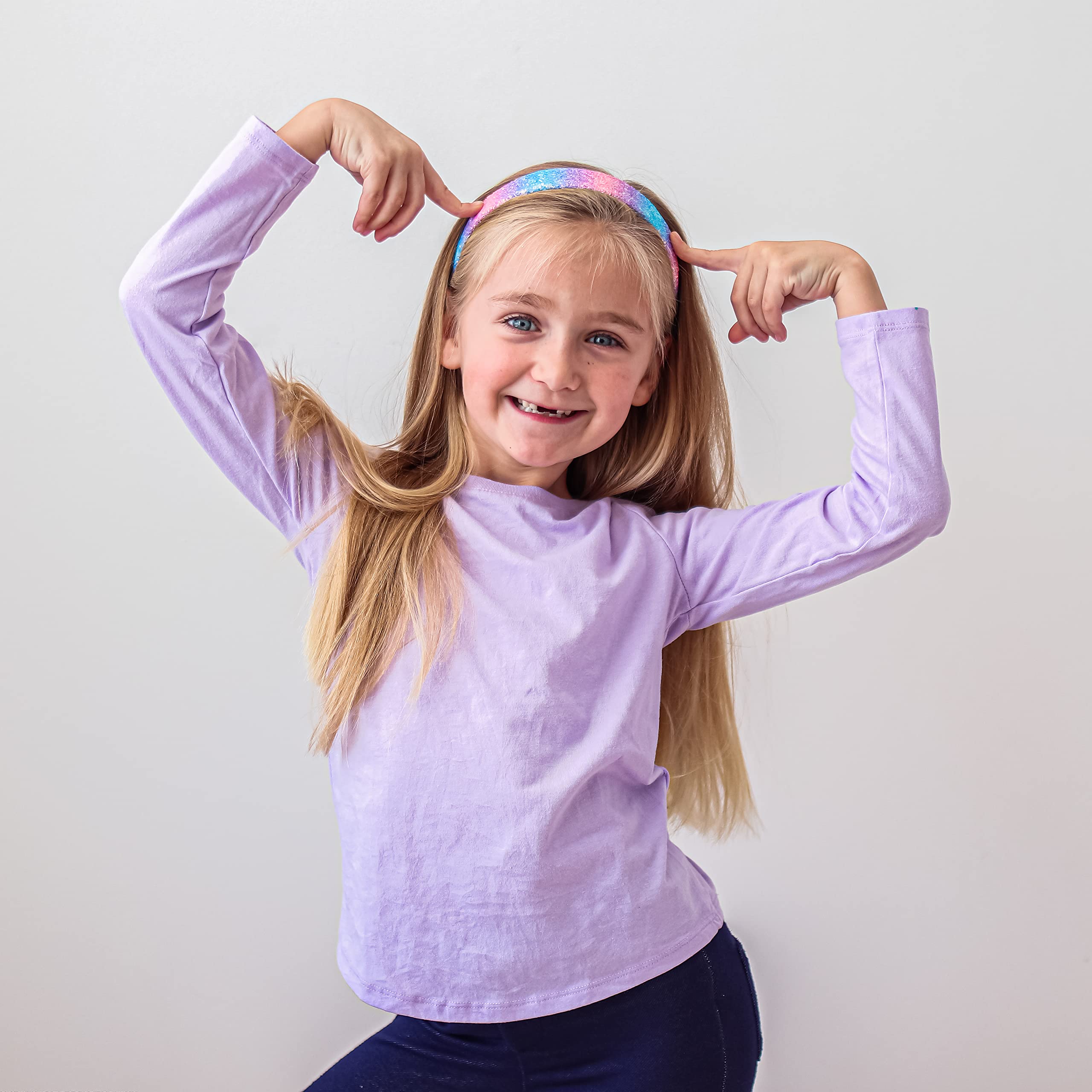Sparkly Rainbow Headbands for Girls - No Shed Glitter Hair Accessories for Toddlers & Kids | Cute Alice Hairbands for Easter, Birthday Parties & Dress Up Play