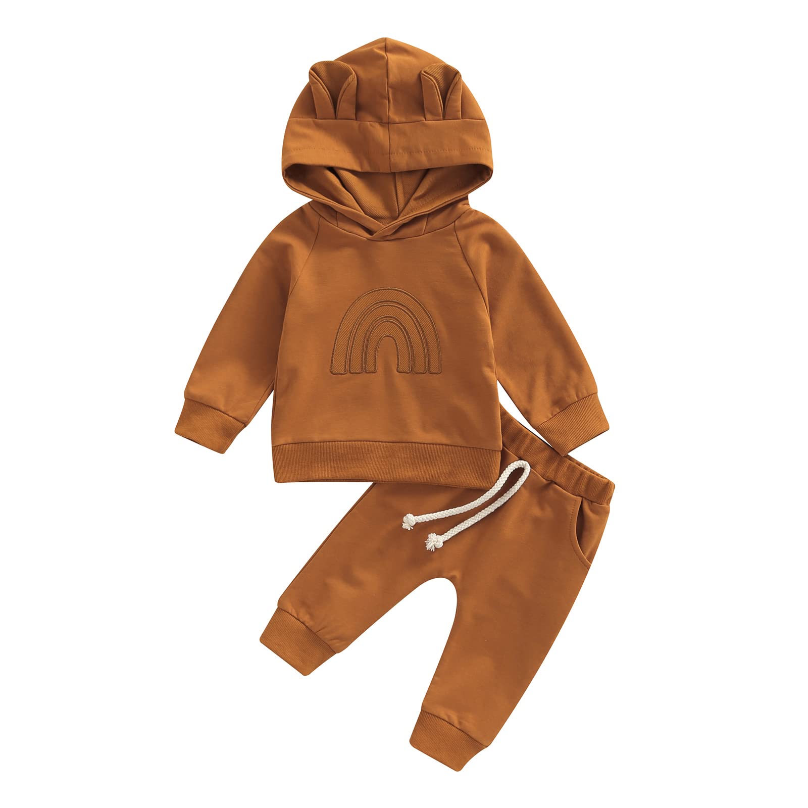 Newborn Baby Boy Girl Fall Clothes Set - Soft Waffle Knit Hoodie & Jogger Sweatpants 2-Piece Outfit | Cozy Autumn Outfits for Infants, Photo Shoots & Playtime