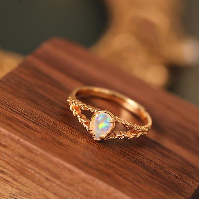 Opal Split Braid Ring - October Birthstone Jewelry for Women | HJZB 424 | Perfect Gift for Birthday, Anniversary & Special Occasions