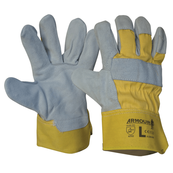 Armour Leather Work Gloves - Durable General Purpose Gloves (6 Pairs) for Construction, Gardening & DIY Projects | Heavy Duty Hand Protection