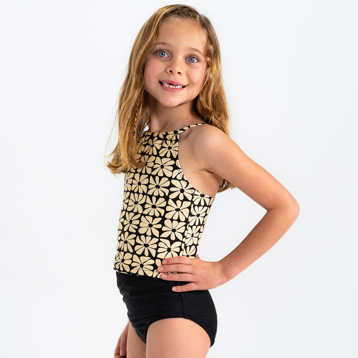 Girls High Neck Crop Tankini Top - Stylish Swimwear for Beach, Pool & Summer Activities
