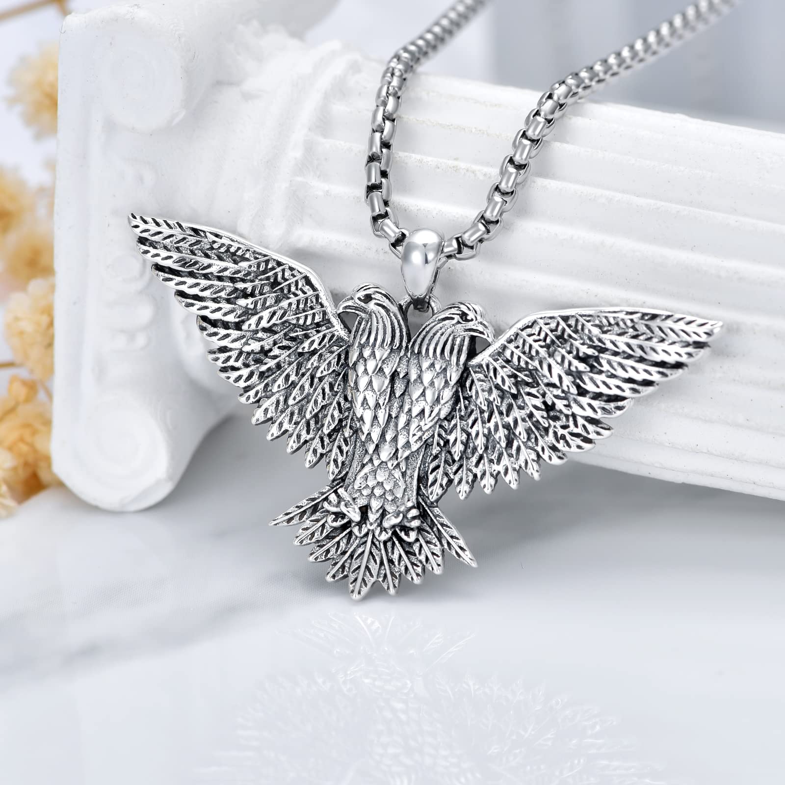 Eagle Owl Necklace for Men - S925 Sterling Silver Retro 3D Animal Pendant Jewelry, Unique Birthday & Father's Day Gift for Him, Women & Sons | Perfect for Outdoor Enthusiasts & Nature Lovers